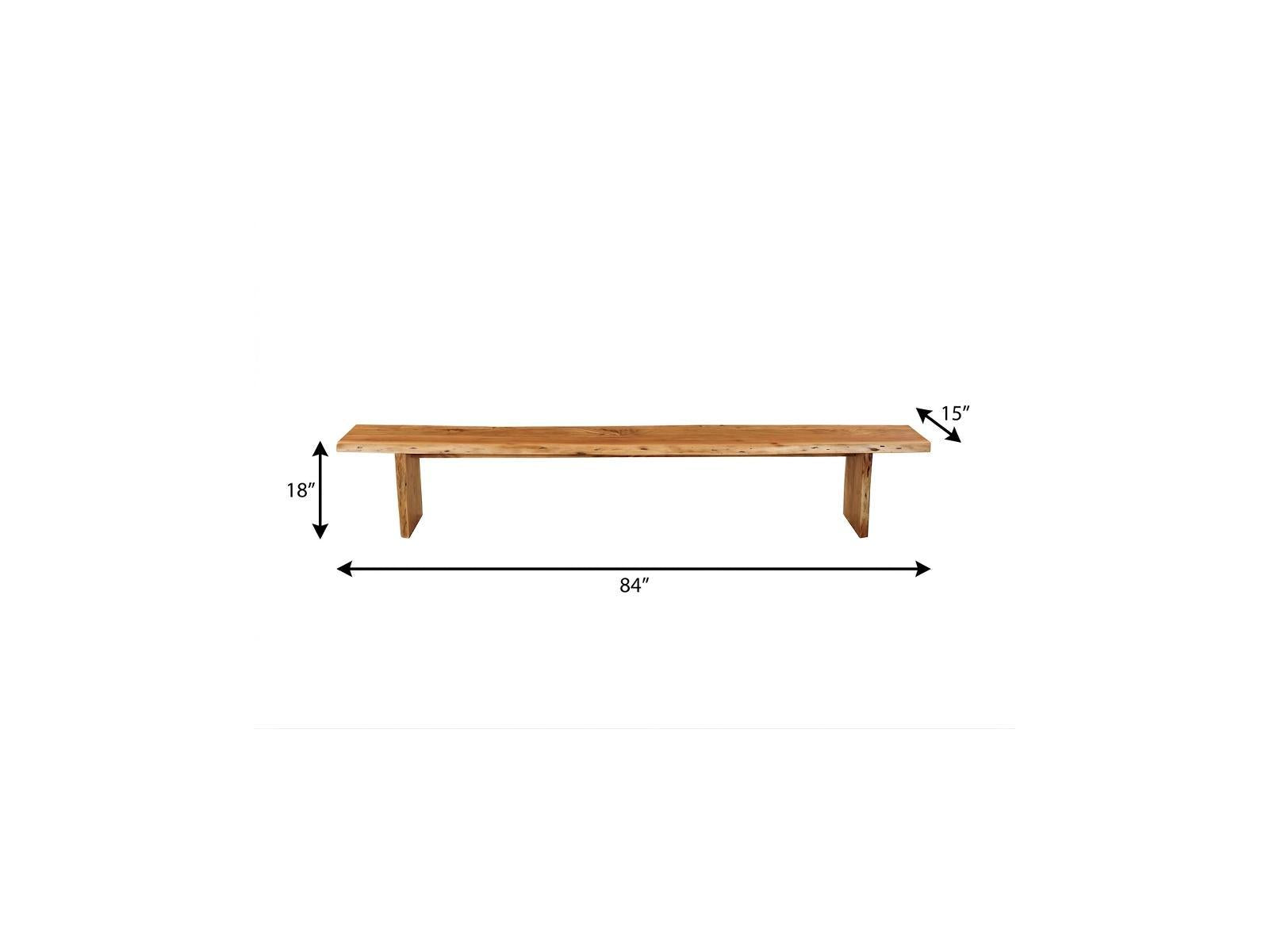 84" Brown Solid Wood Live Edge Dining Bench