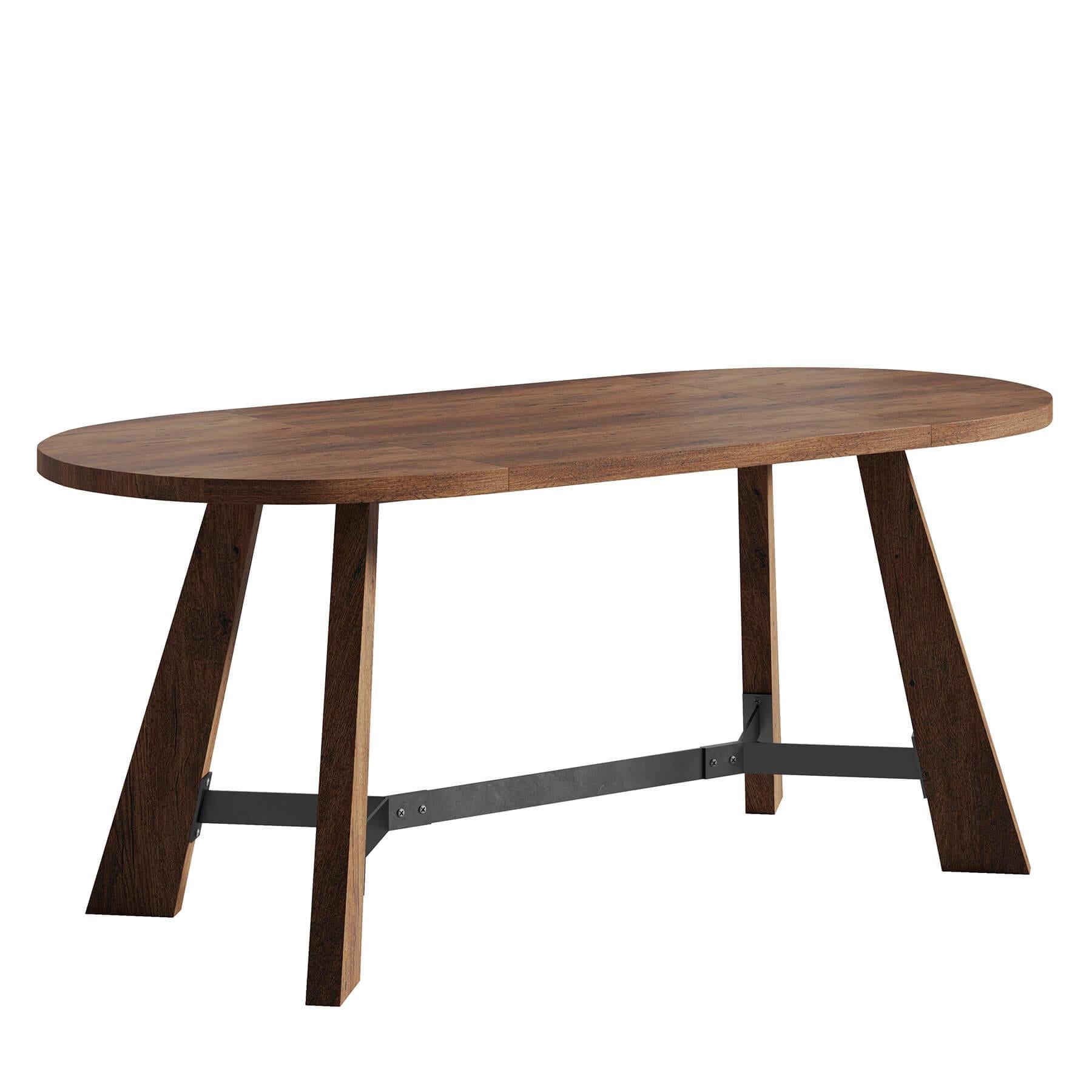71" Brown Wood and Reclaimed Wood Oval Dining Table