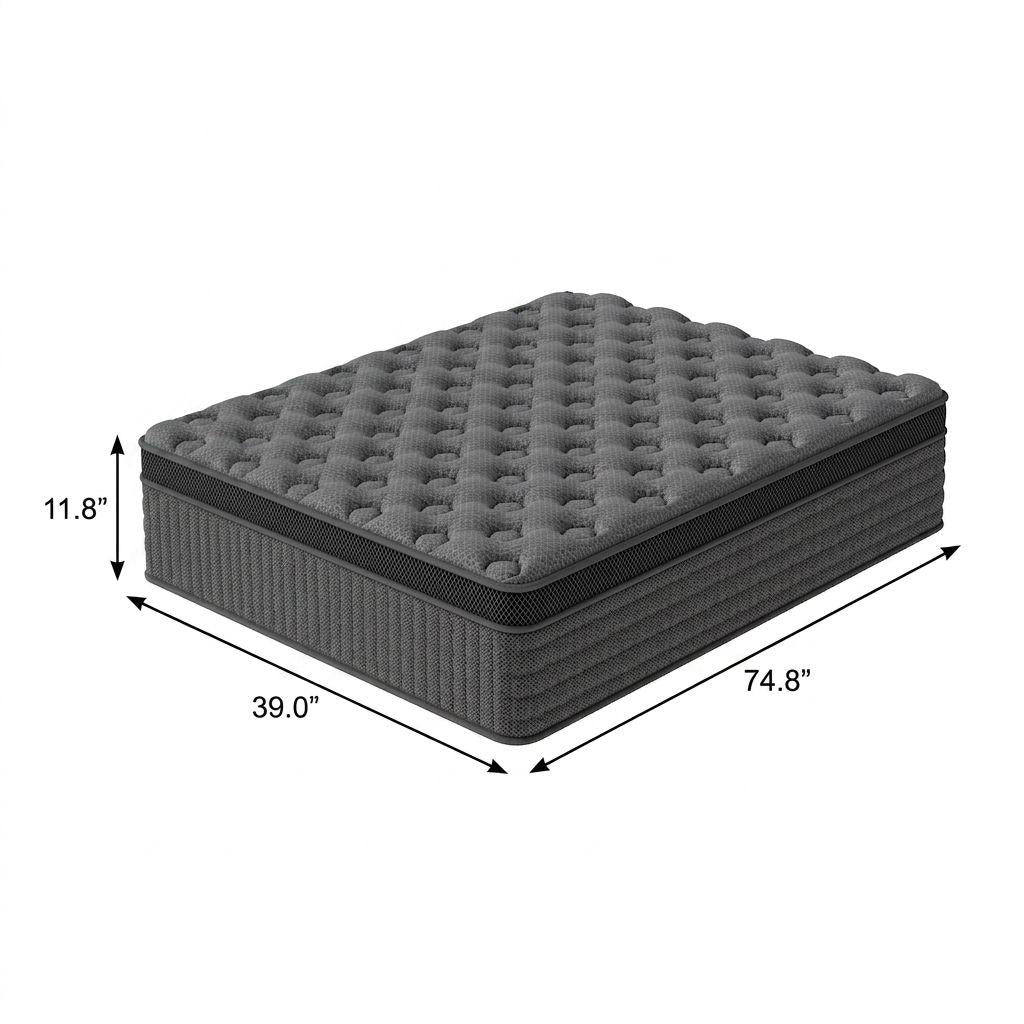 12" Twin Lumbar Support Memory Foam Hybrid Mattress