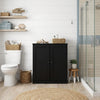32" Black Solid Wood Shaker Style Double Door Linen Cabinet