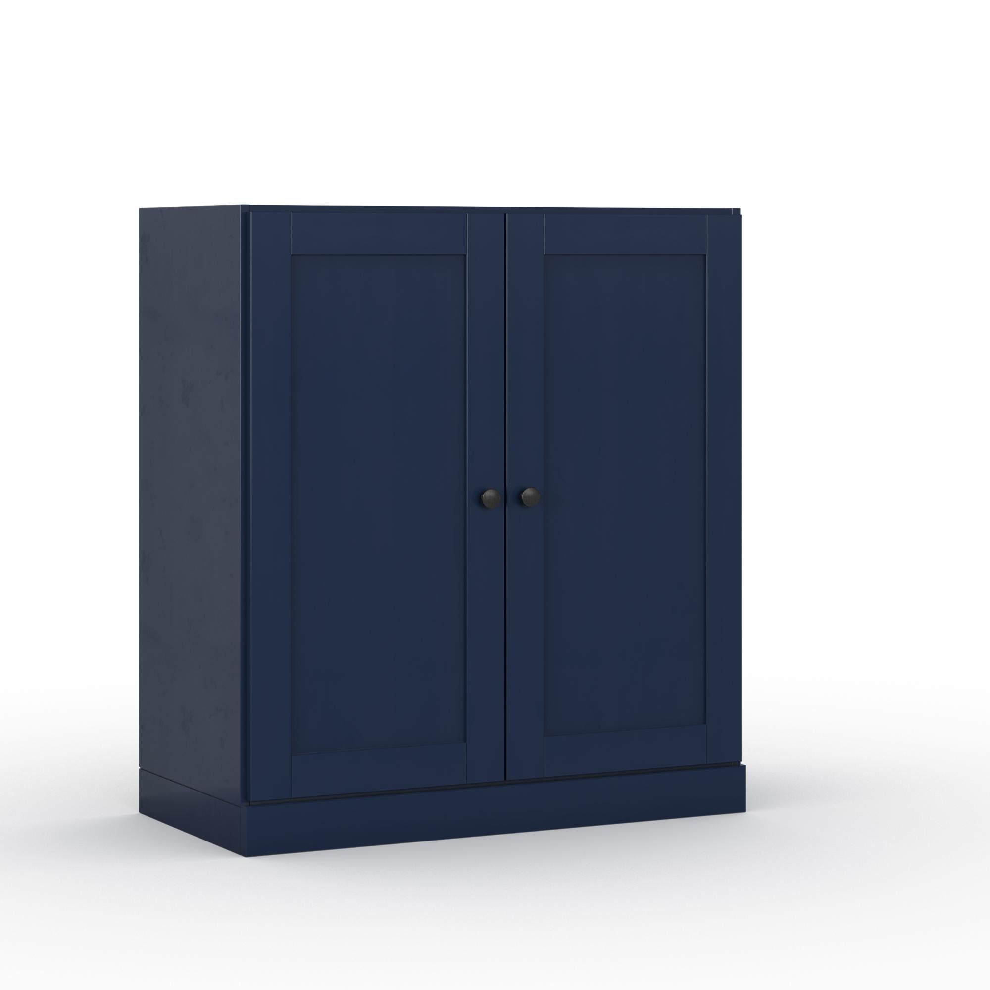 32" Navy Blue Solid Wood Shaker Style Double Door Linen Cabinet