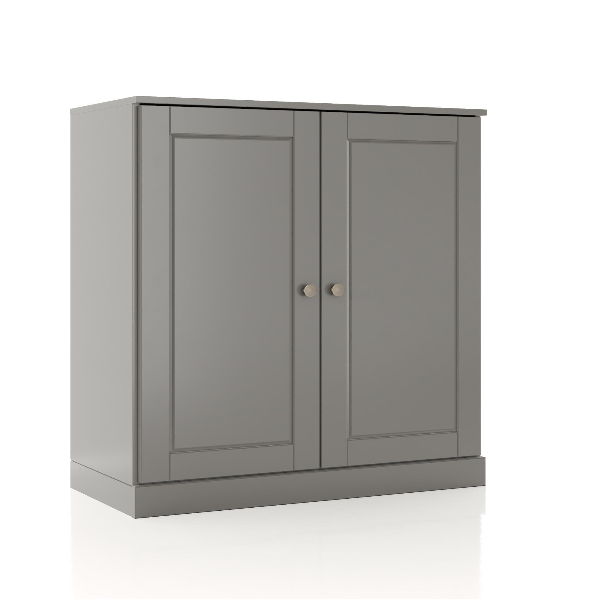32" Gray Solid Wood Raised Panel Double Door Linen Cabinet