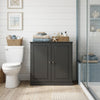 32" Black Solid Wood Raised Panel Double Door Linen Cabinet