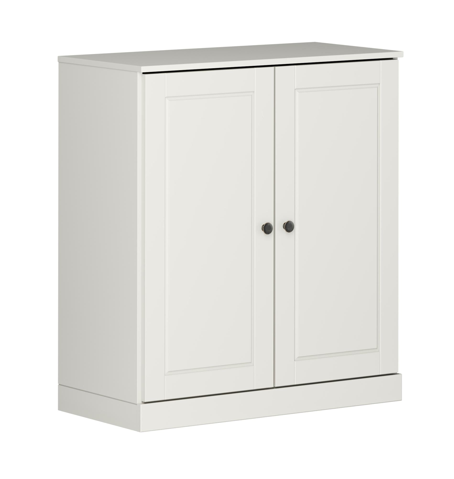 32" Off White Solid Wood Raised Panel Double Door Linen Cabinet