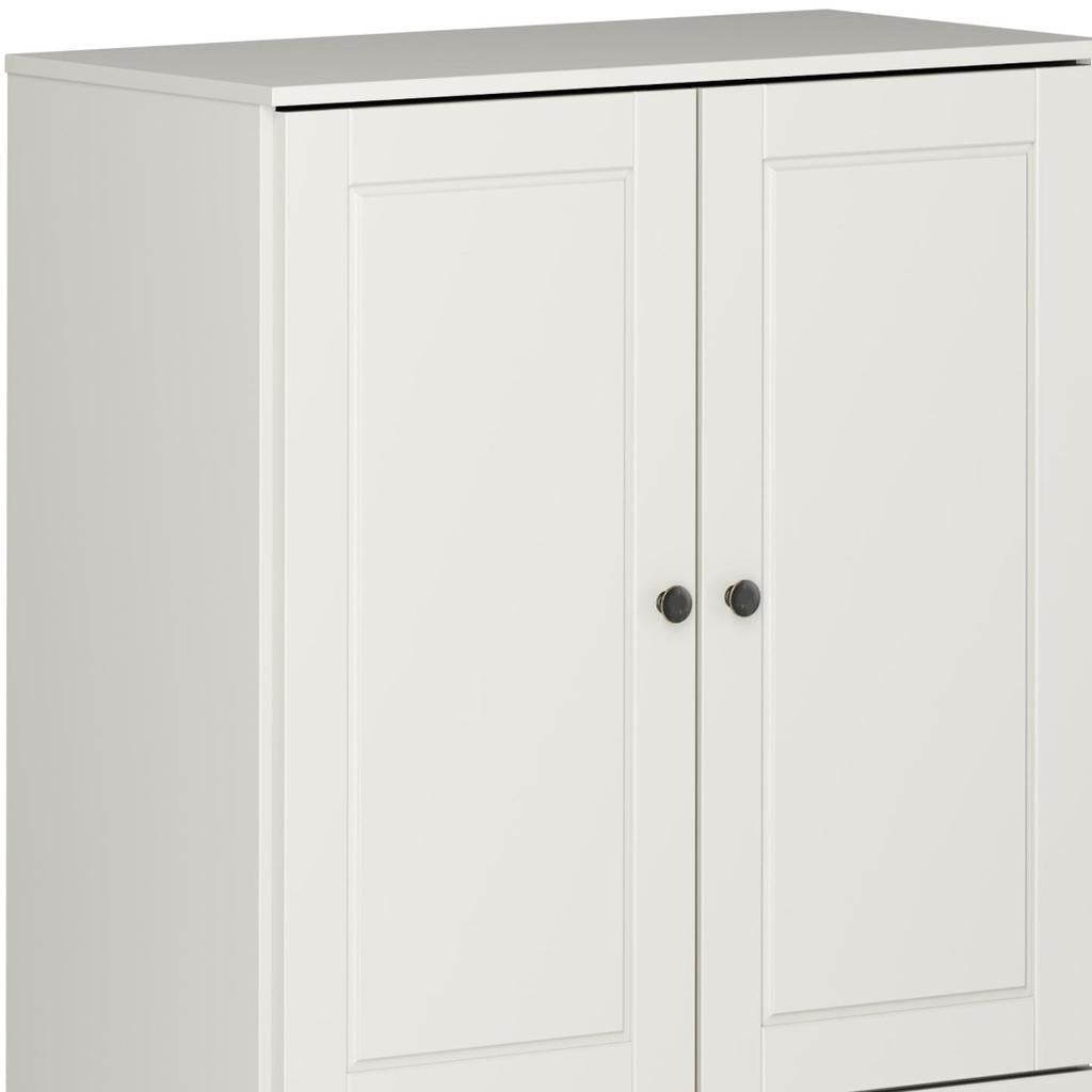 32" Off White Solid Wood Raised Panel Double Door Linen Cabinet