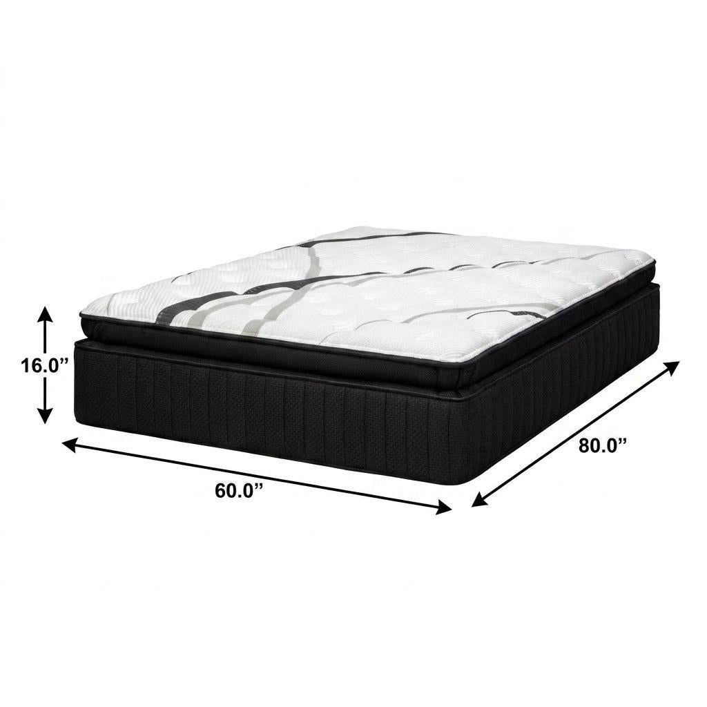 16" Graphite And Titanium Infused Queen Gel Memory Foam Ultra plush Hybrid Mattress