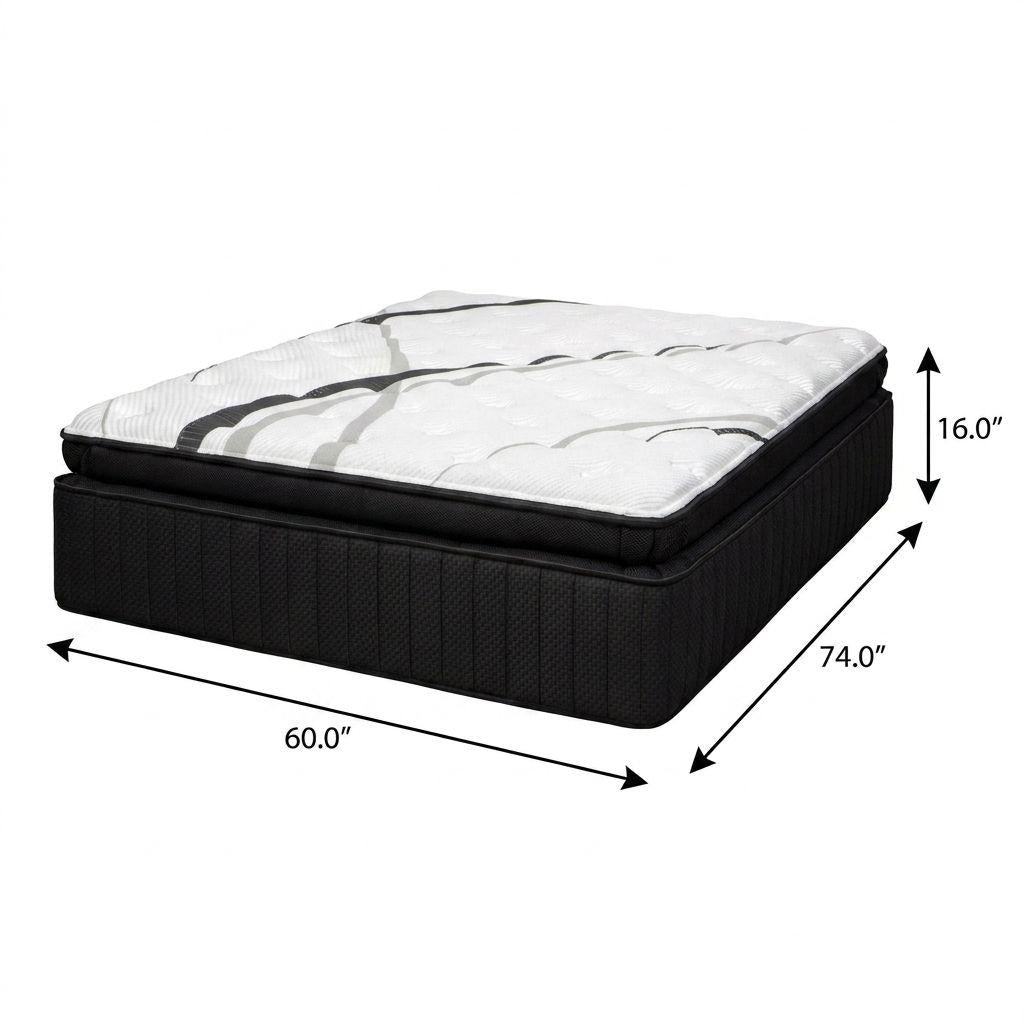 16" Graphite And Titanium Infused Short Queen 60 x 74 Gel Memory Foam Ultra plush Hybrid Mattress