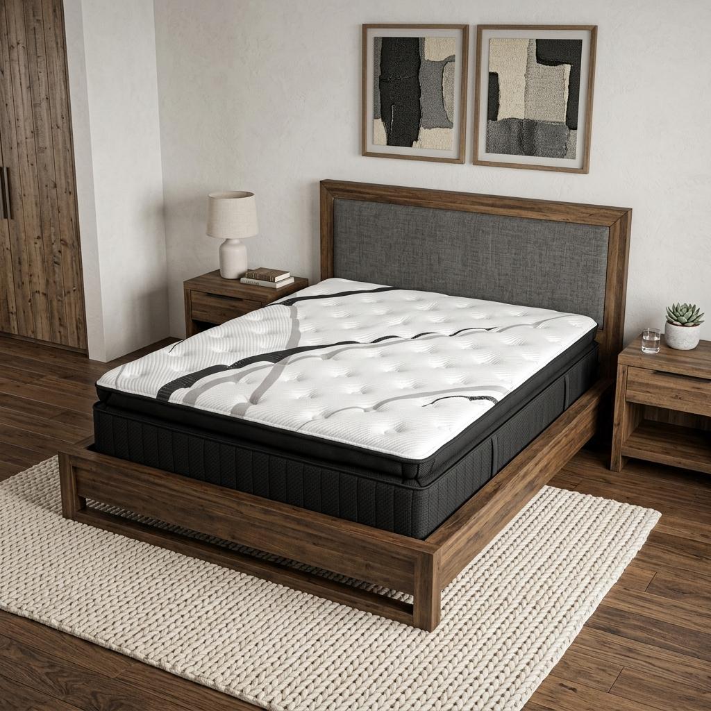 16" Graphite And Titanium Infused California King Gel Memory Foam Ultra plush Hybrid Mattress