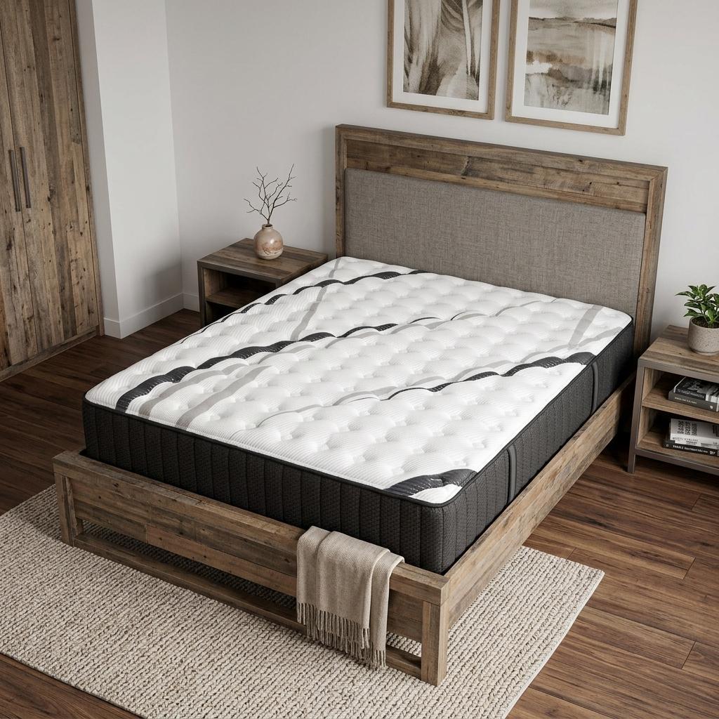 14" Graphite And Titanium Infused Full Double Gel Memory Foam Medium Hybrid Mattress