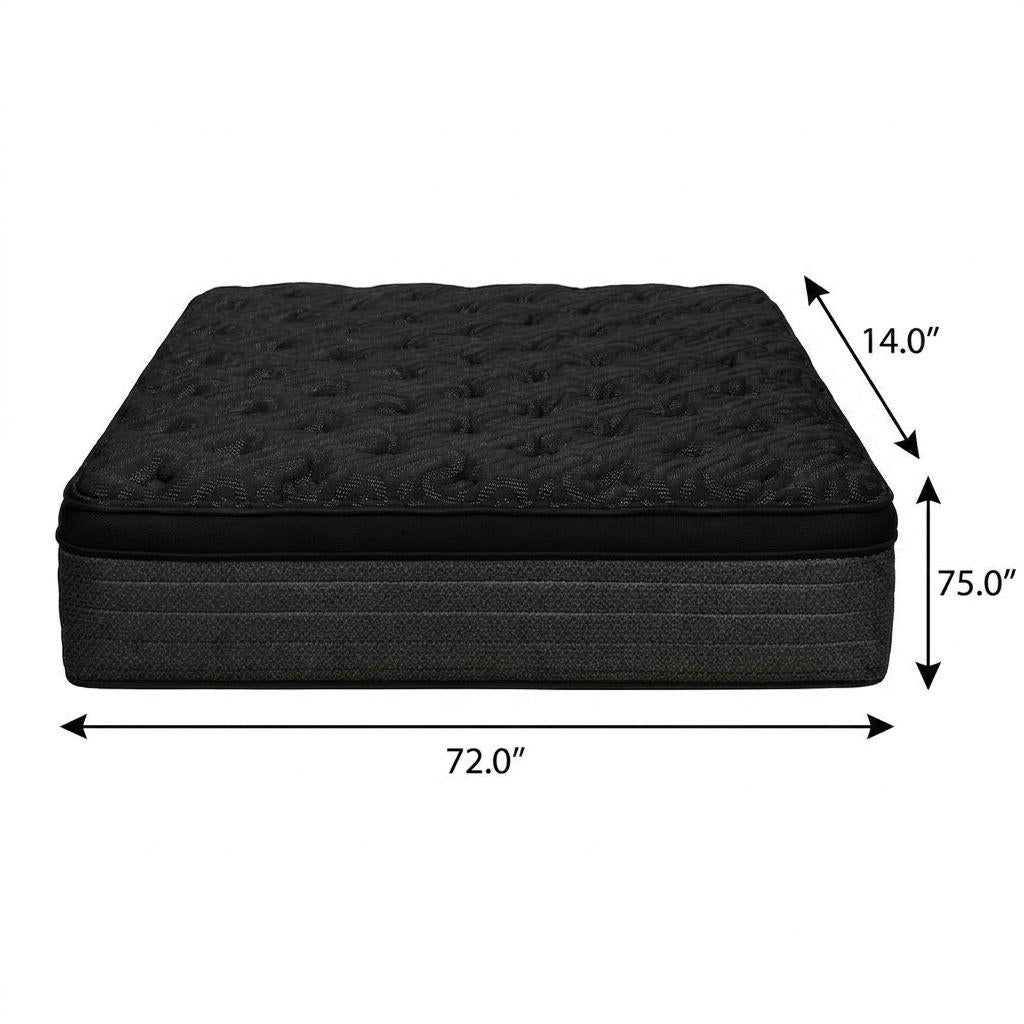 14" Copper Infused Short King 72 x 75 Gel Memory Foam Plush Euro Top Hybrid Mattress