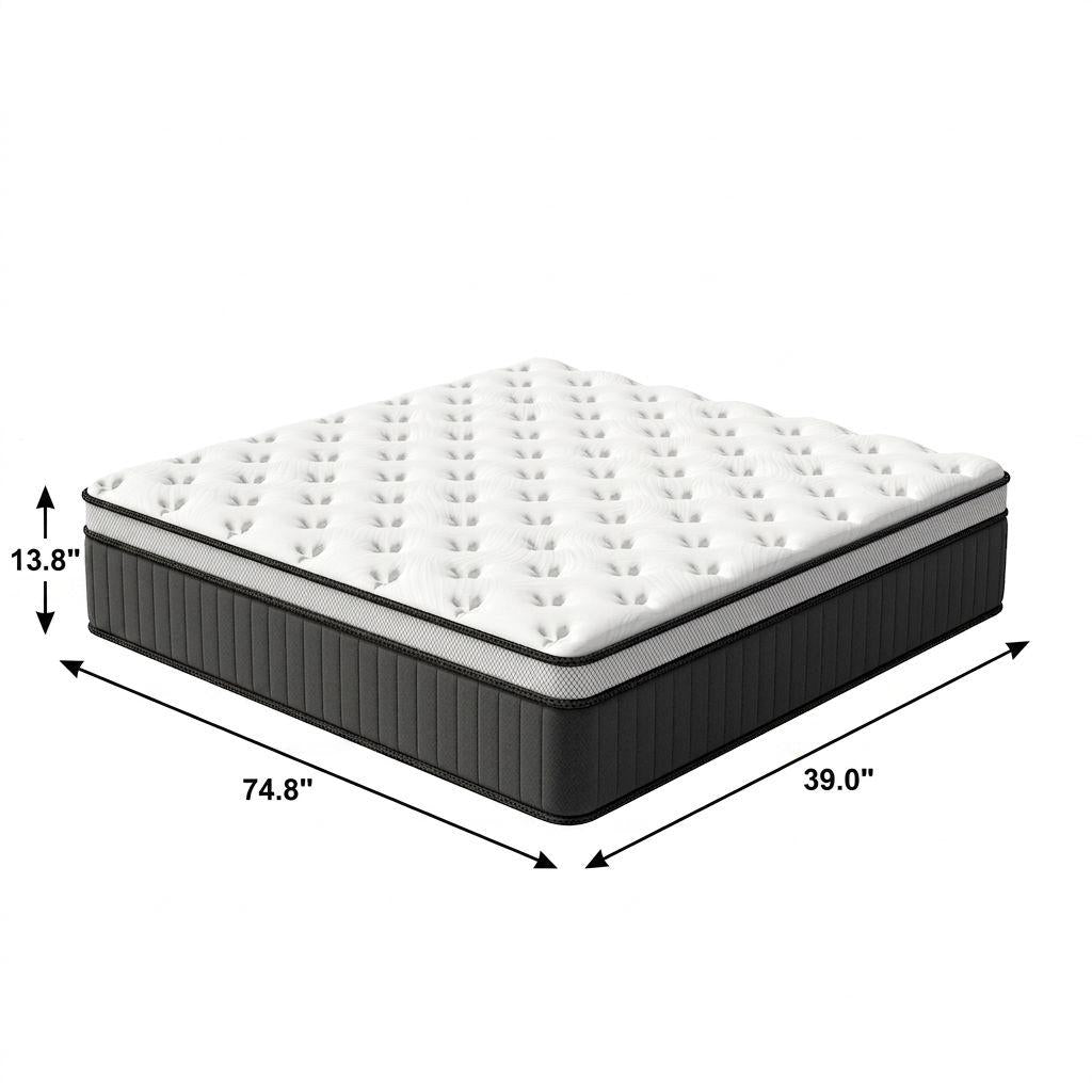 14" Twin Memory Foam Medium Euro Top Hybrid Mattress