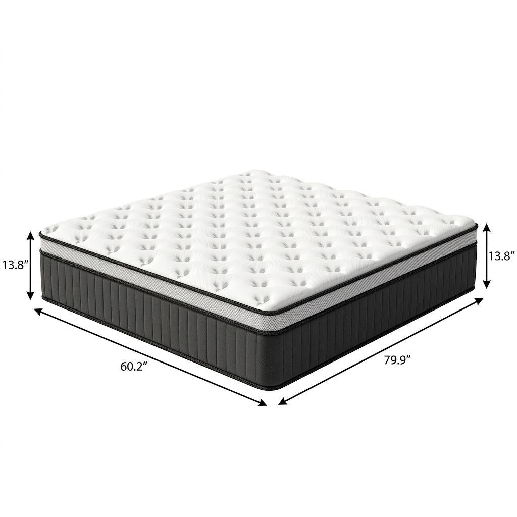 14" Queen Memory Foam Medium Euro Top Hybrid Mattress
