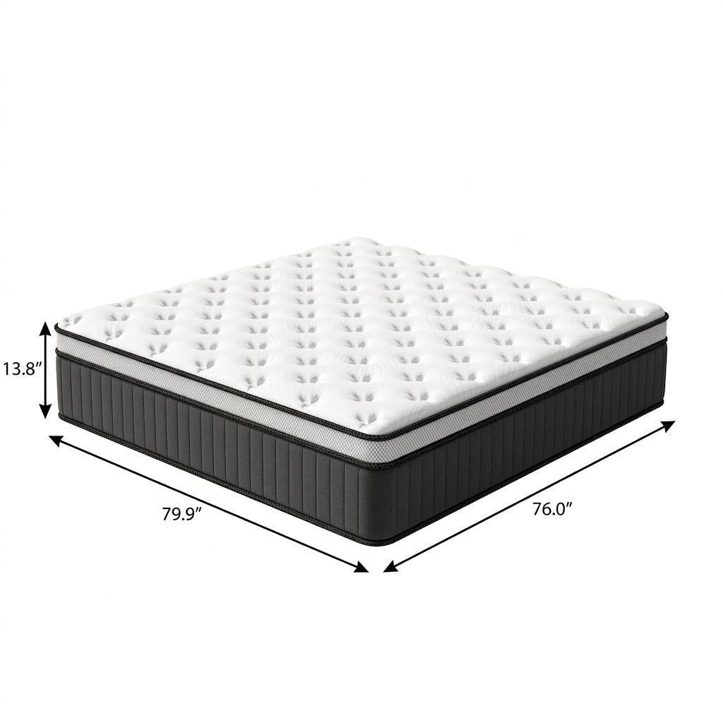 14" King Memory Foam Medium Euro Top Hybrid Mattress