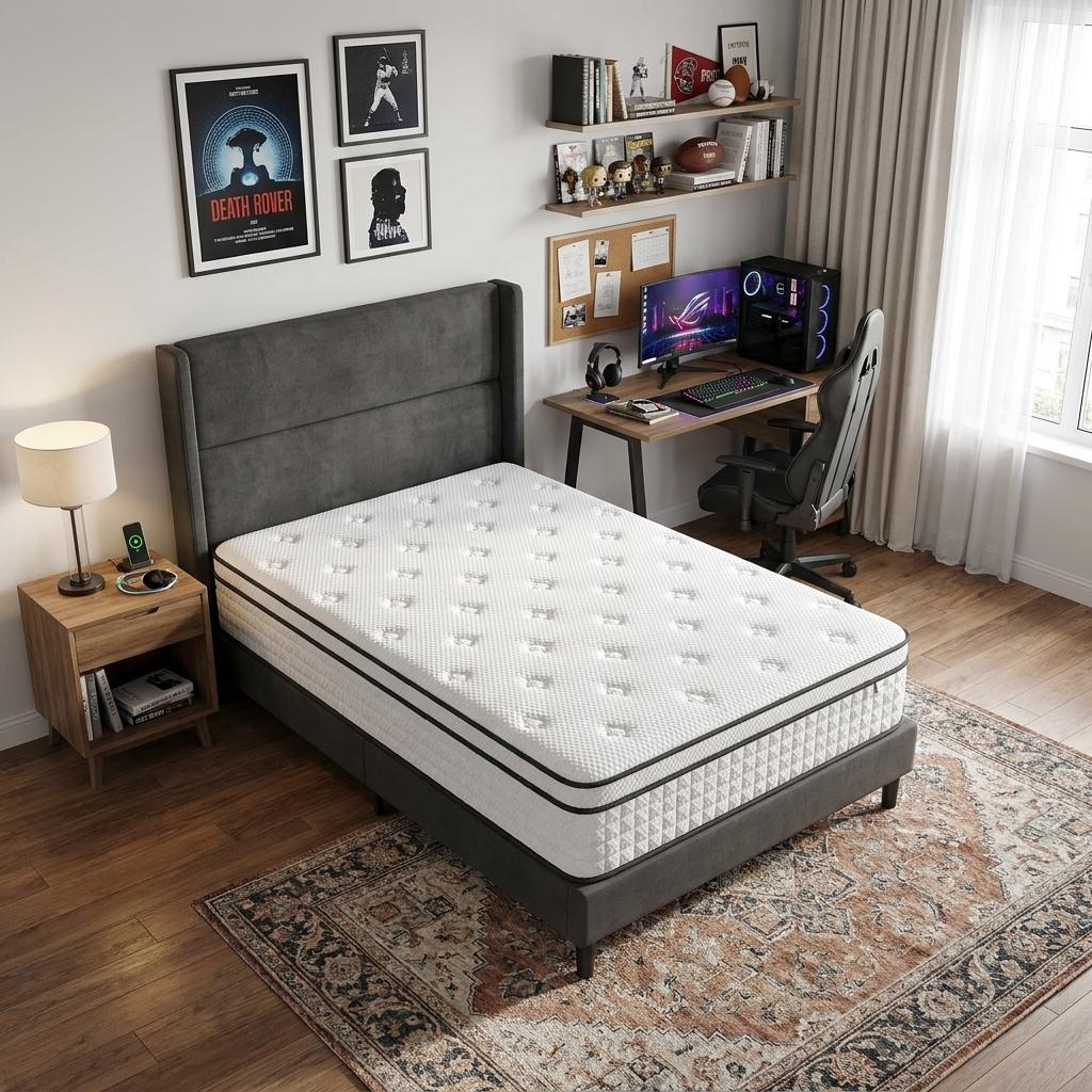 10" Twin Gel Memory Foam Medium Check Hybrid Mattress