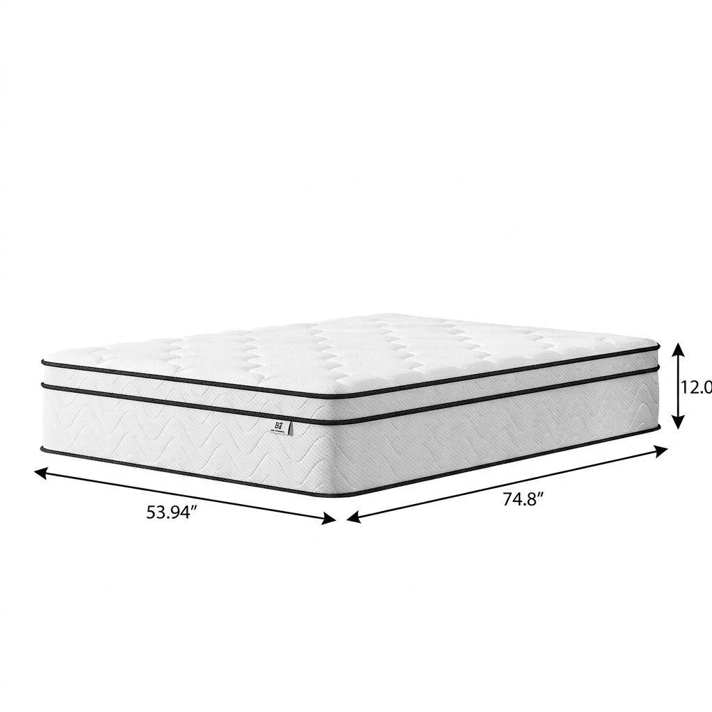 12" Full Double Gel Memory Foam Medium Chevron Hybrid Mattress