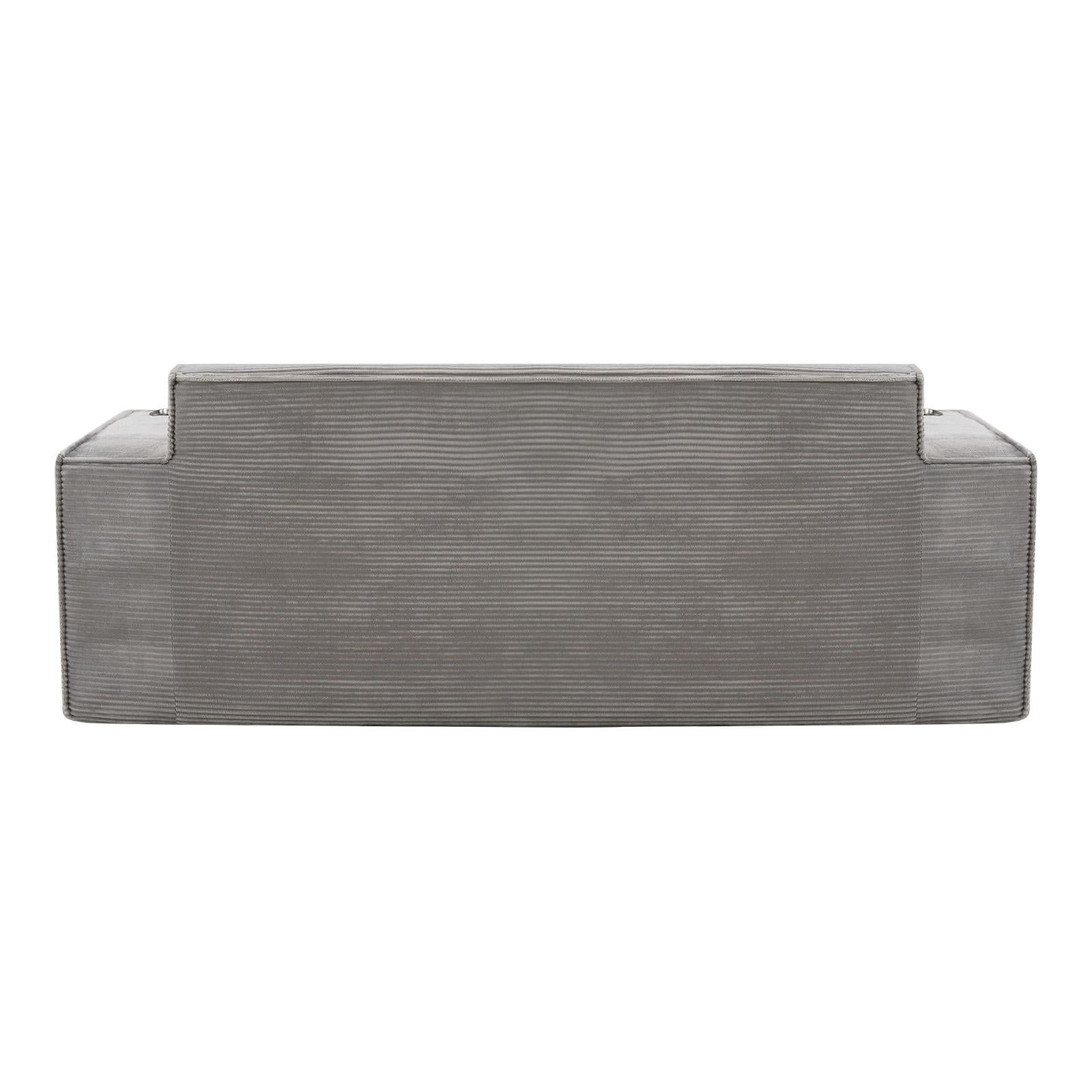 76" Gray Corduroy Ribbed Sofa With Toss Pillows