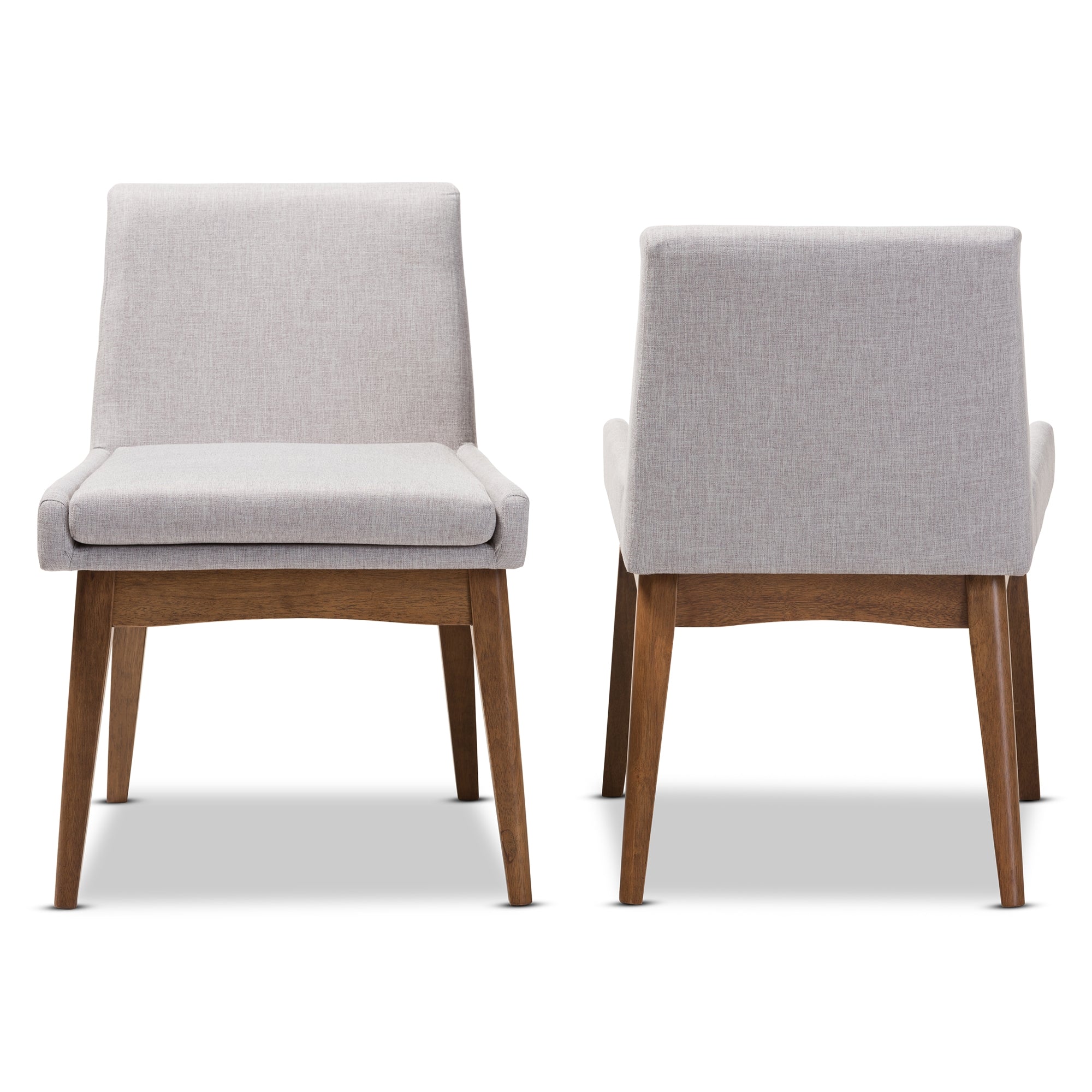 Baxton Studio Nexus Mid-Century Modern Walnut Wood Finishing Greyish Beige Fabric Dining Side Chair