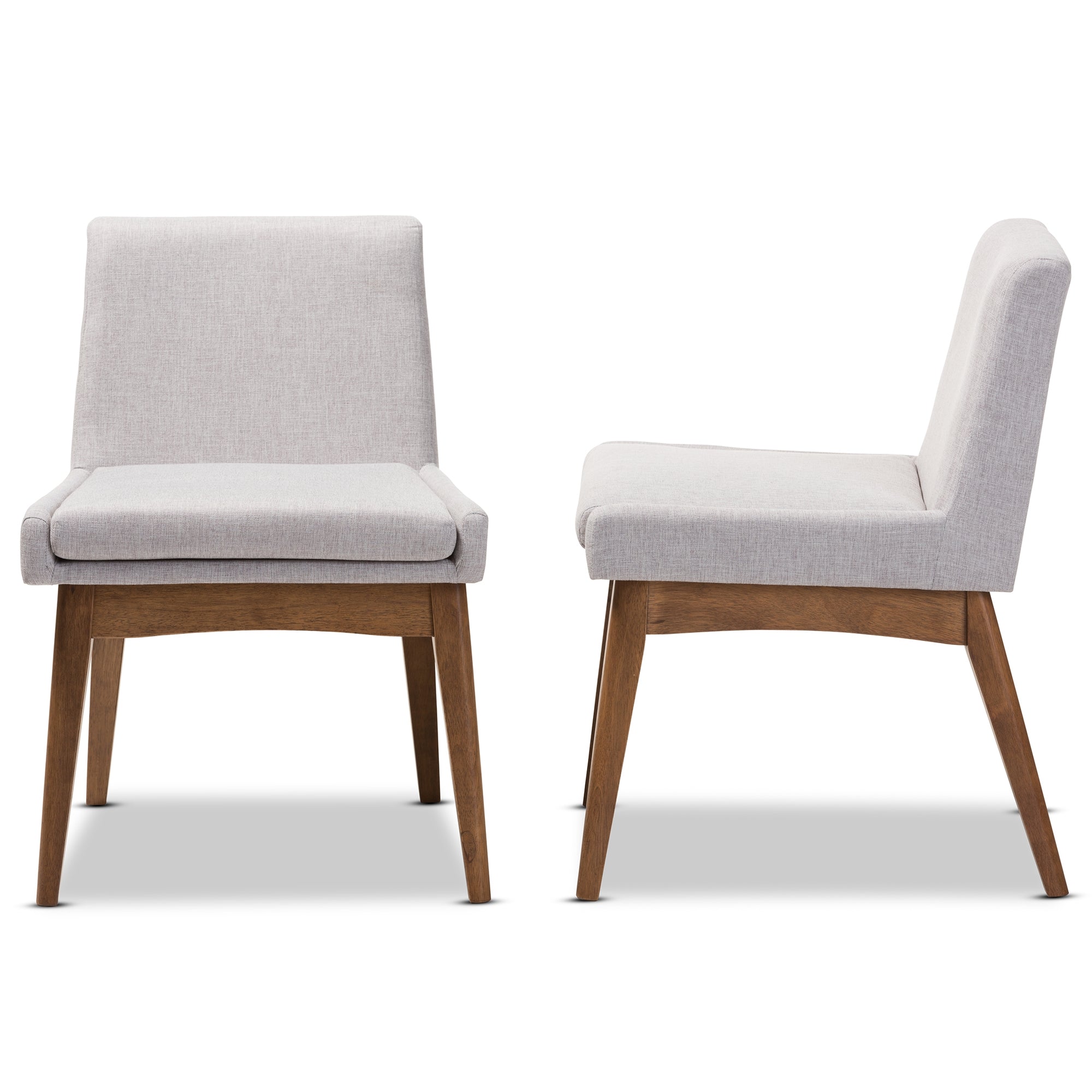 Baxton Studio Nexus Mid-Century Modern Walnut Wood Finishing Greyish Beige Fabric Dining Side Chair