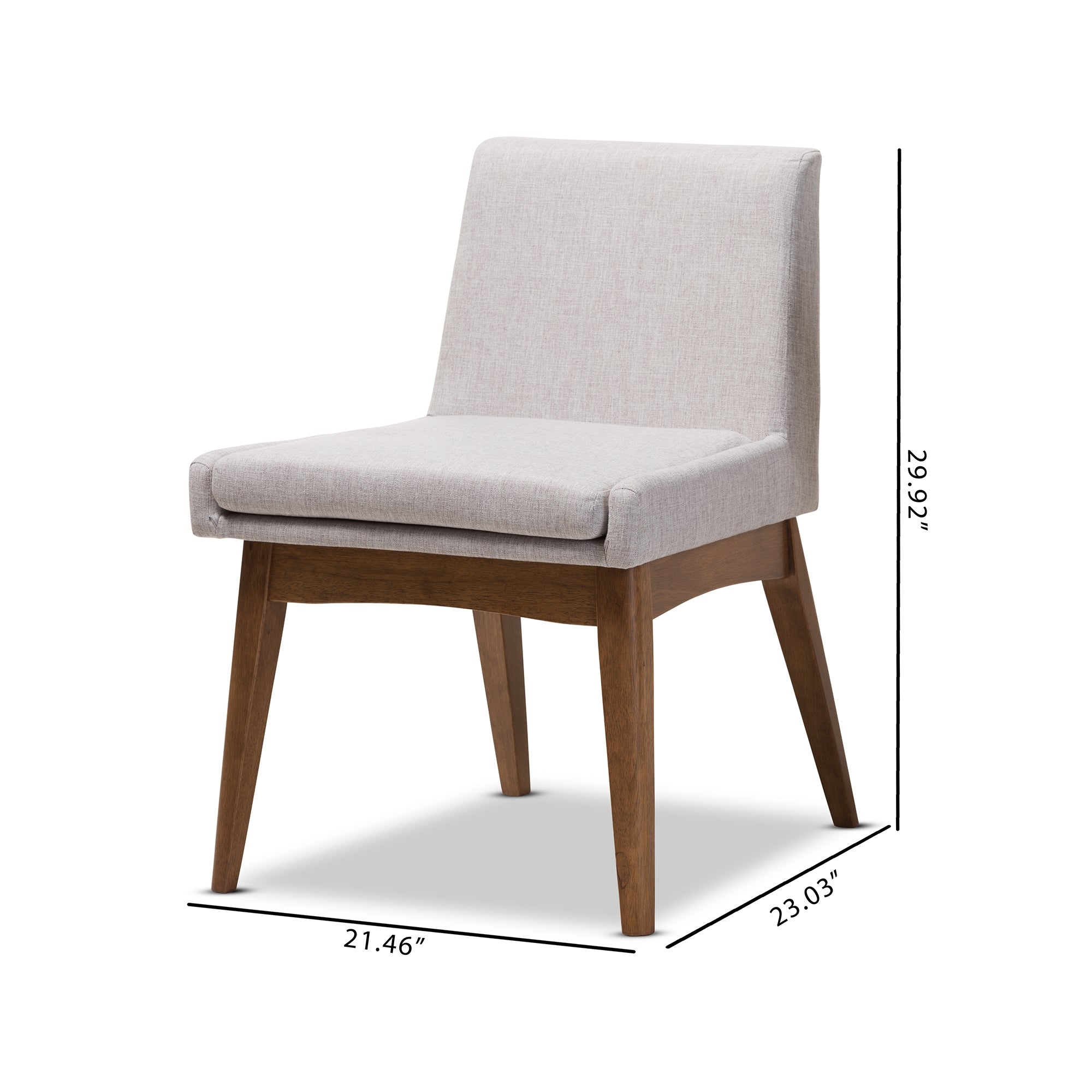 Baxton Studio Nexus Mid-Century Modern Walnut Wood Finishing Greyish Beige Fabric Dining Side Chair