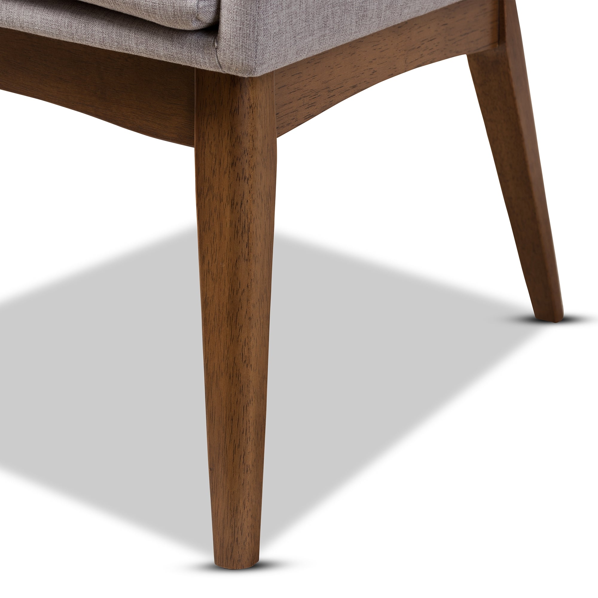 Baxton Studio Nexus Mid-Century Modern Walnut Wood Finishing Greyish Beige Fabric Dining Armchair