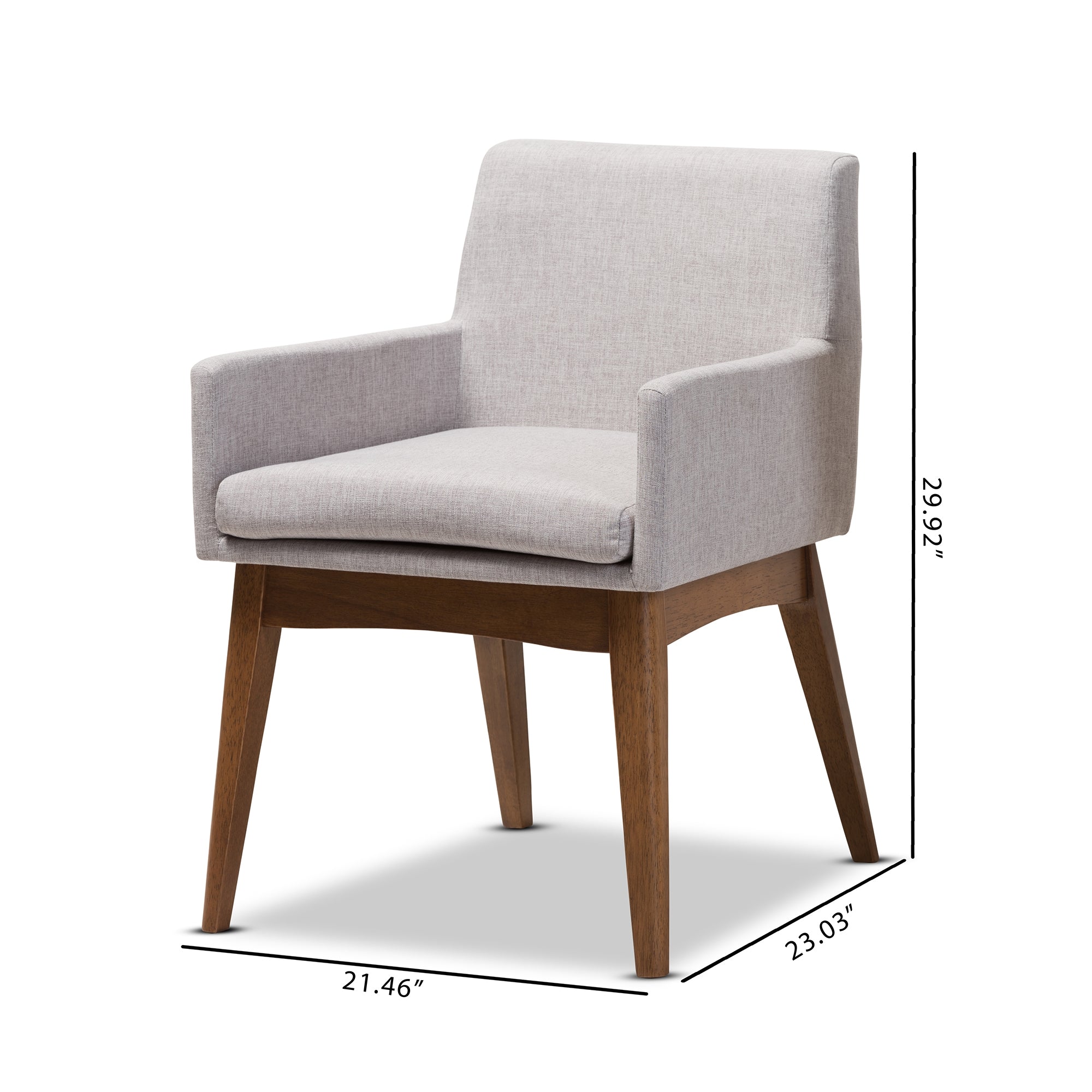 Baxton Studio Nexus Mid-Century Modern Walnut Wood Finishing Greyish Beige Fabric Dining Armchair