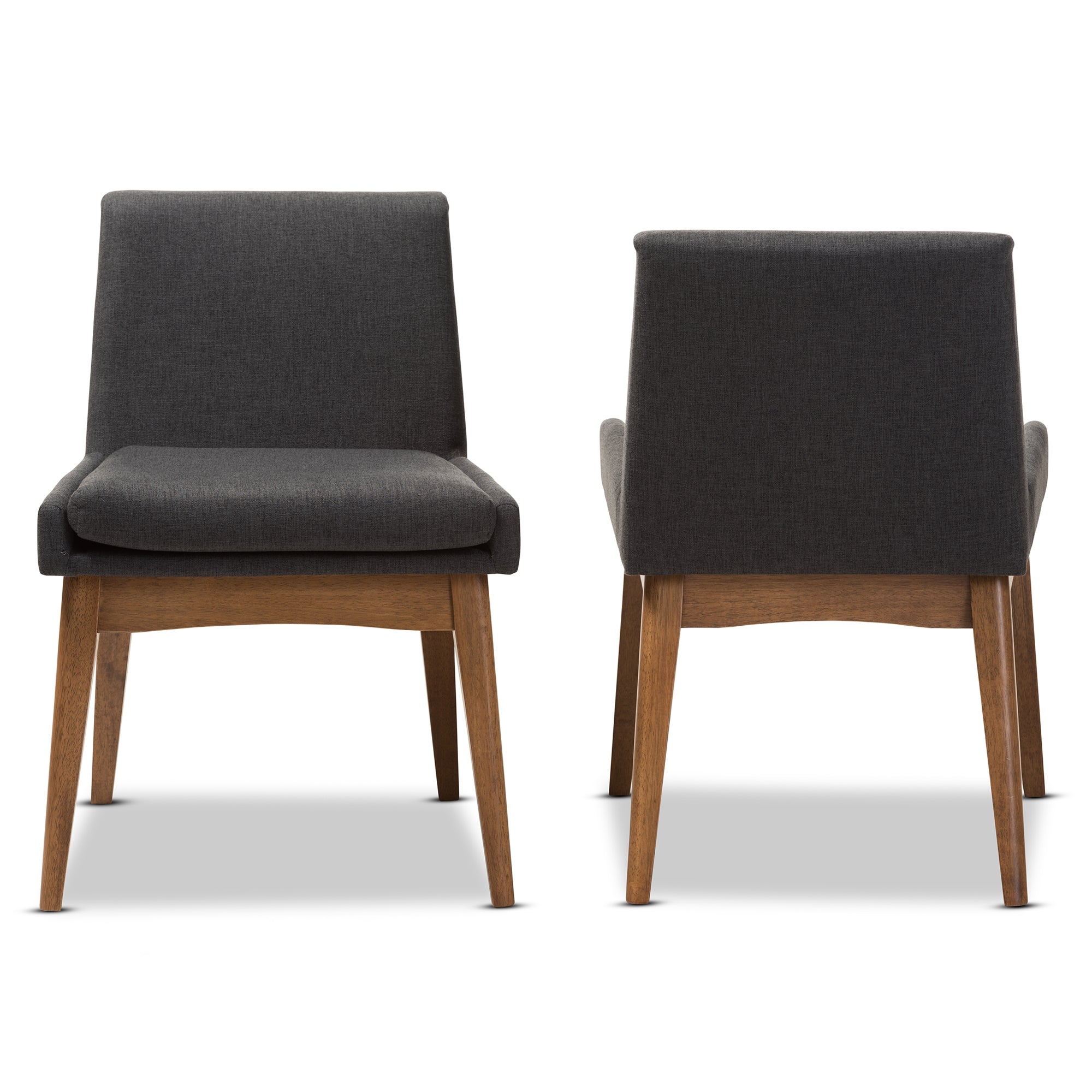 Baxton Studio Nexus Mid-Century Modern Walnut Wood Finishing Dark Fabric Dining Side Chair