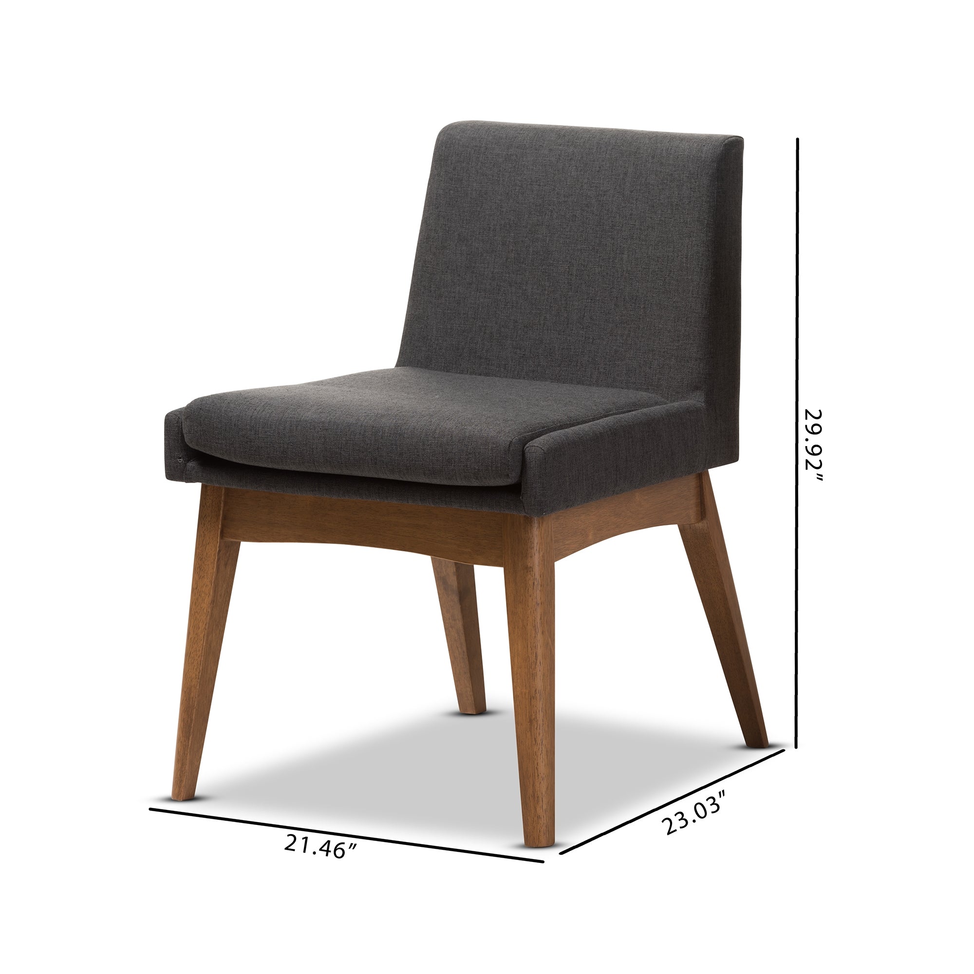 Baxton Studio Nexus Mid-Century Modern Walnut Wood Finishing Dark Fabric Dining Side Chair