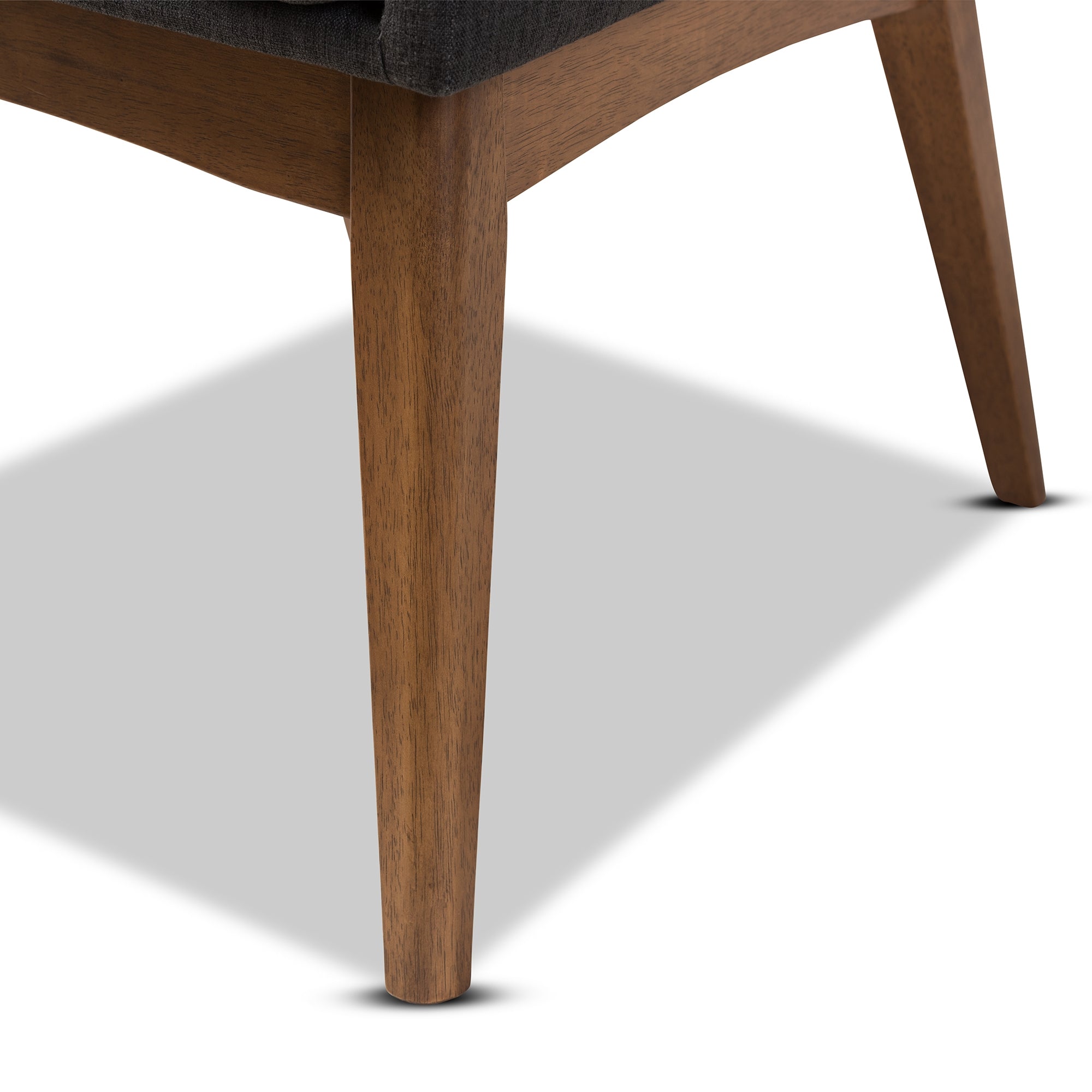 Baxton Studio Nexus Mid-Century Modern Walnut Wood Finishing Dark Grey Fabric Dining Armchair