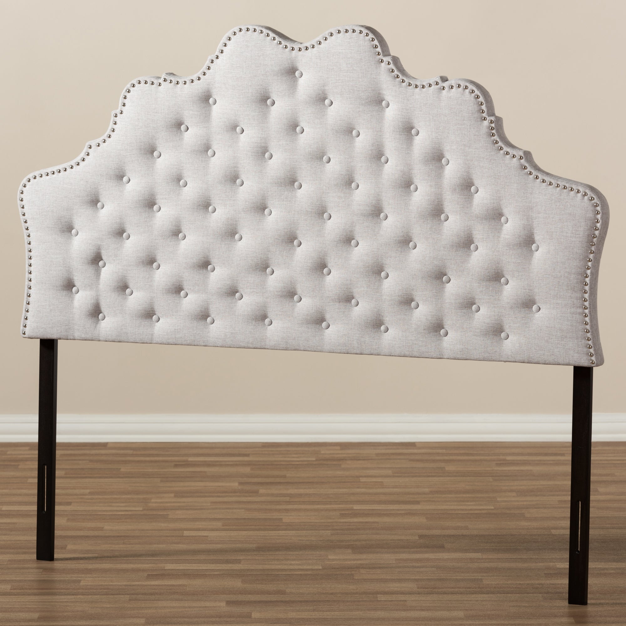 Baxton Studio Hilda Modern and Contemporary Greyish Beige Fabric Queen Size Headboard