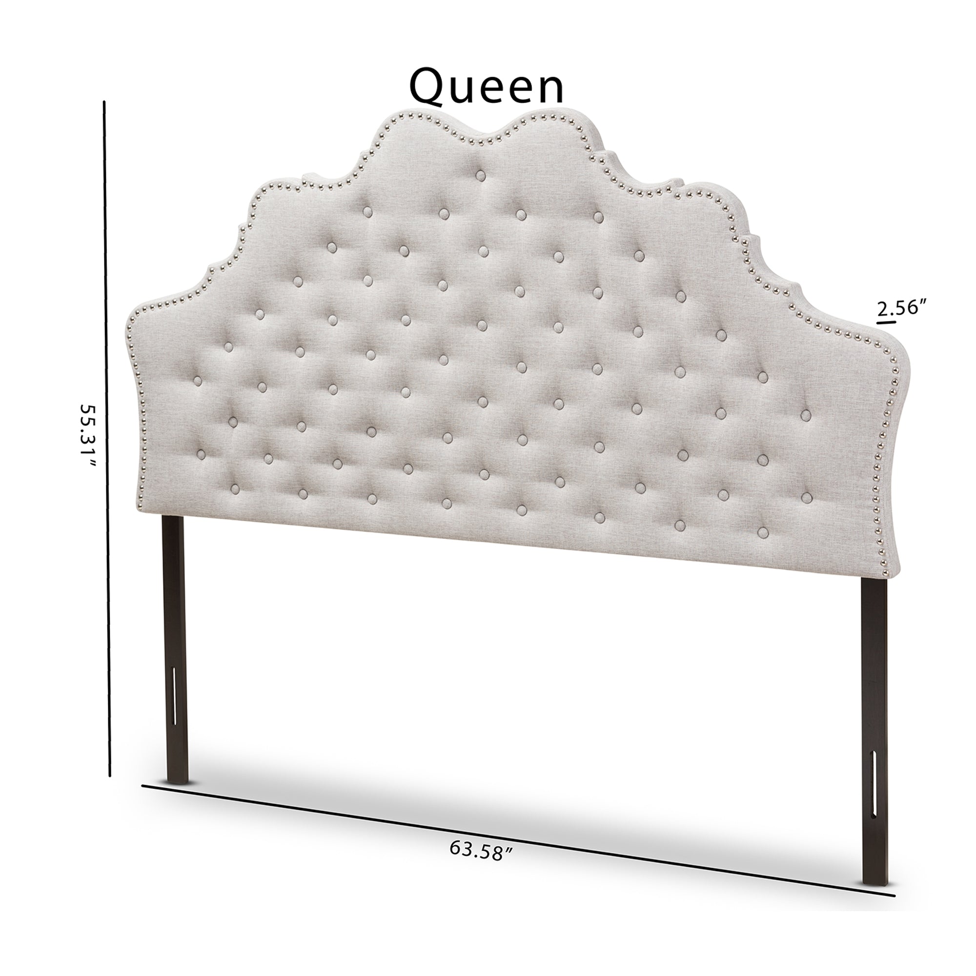 Baxton Studio Hilda Modern and Contemporary Greyish Beige Fabric King Size Headboard
