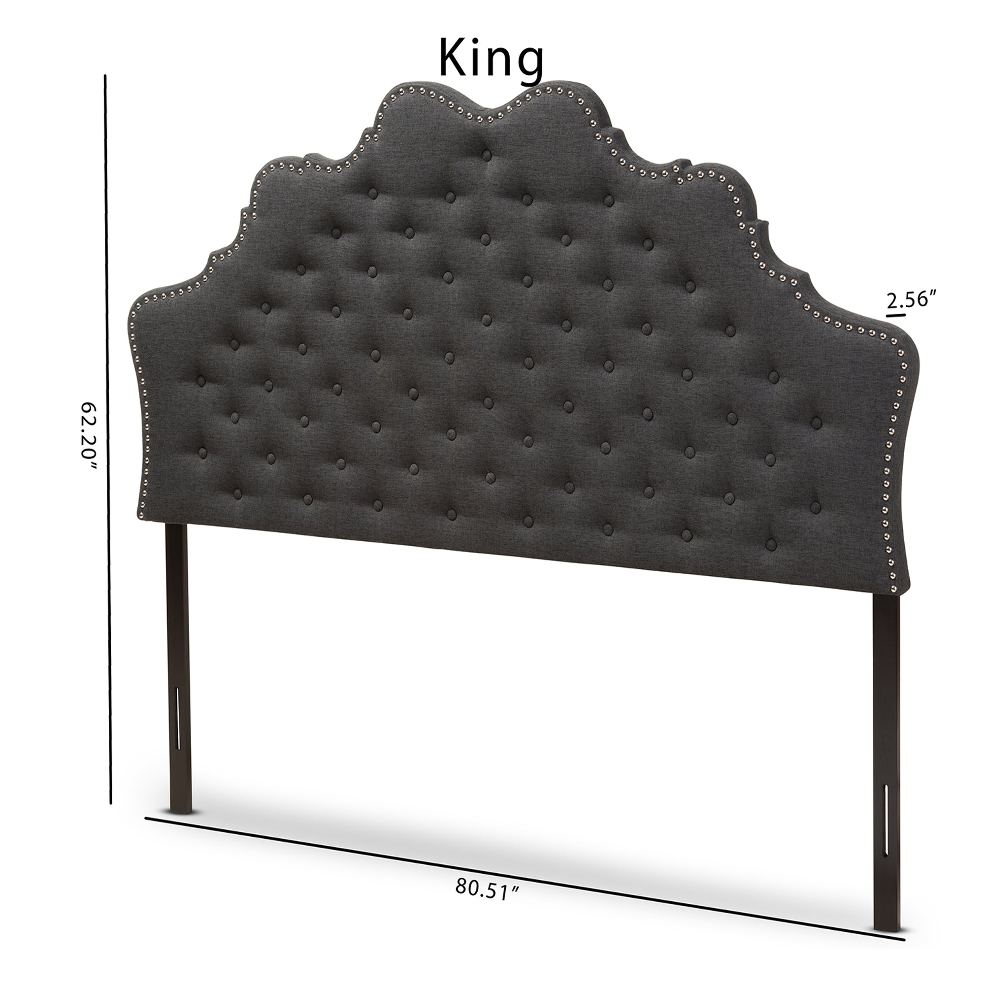 Baxton Studio Hilda Modern and Contemporary Dark Grey Fabric Queen Size Headboard