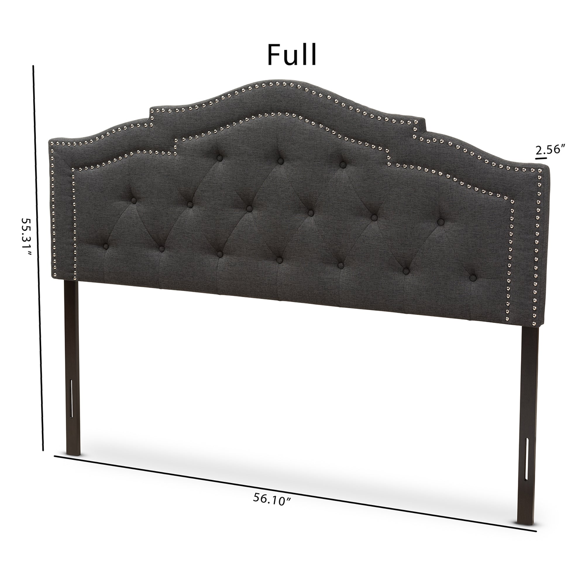 Baxton Studio Edith Modern and Contemporary Dark Grey Fabric Queen Size Headboard