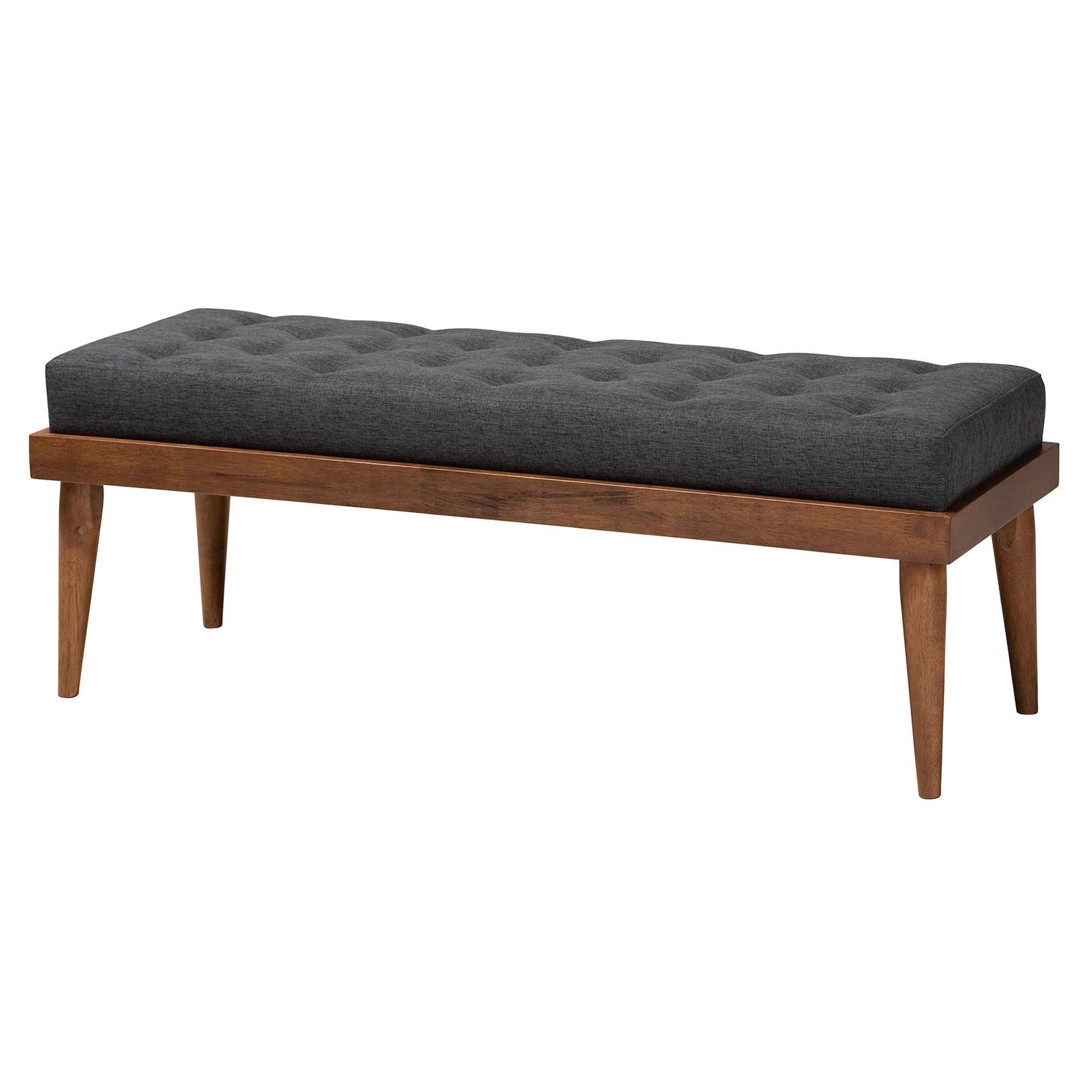 Baxton Studio Valencia Mid-Century Modern Dark Grey Fabric Upholstered Queen Size 2-Piece Bedroom Set