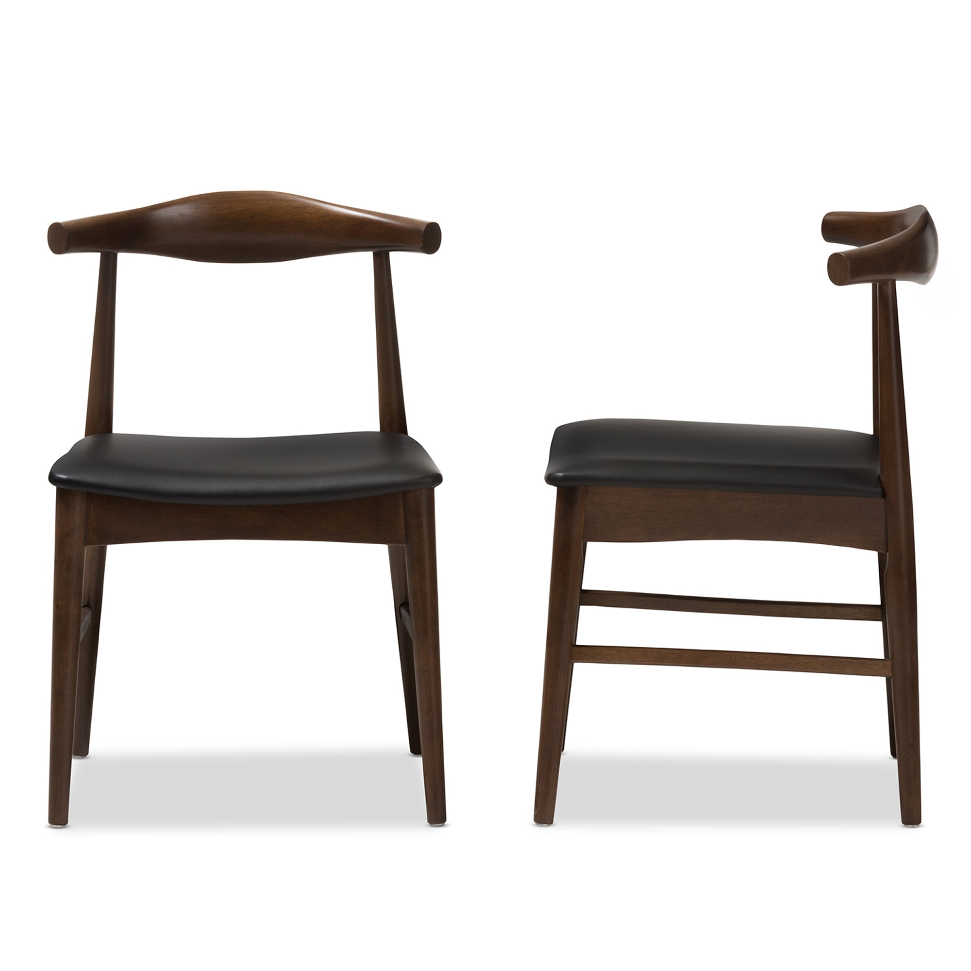 Baxton Studio Winton Mid-Century Modern Walnut Wood Dining Chair Set of 2