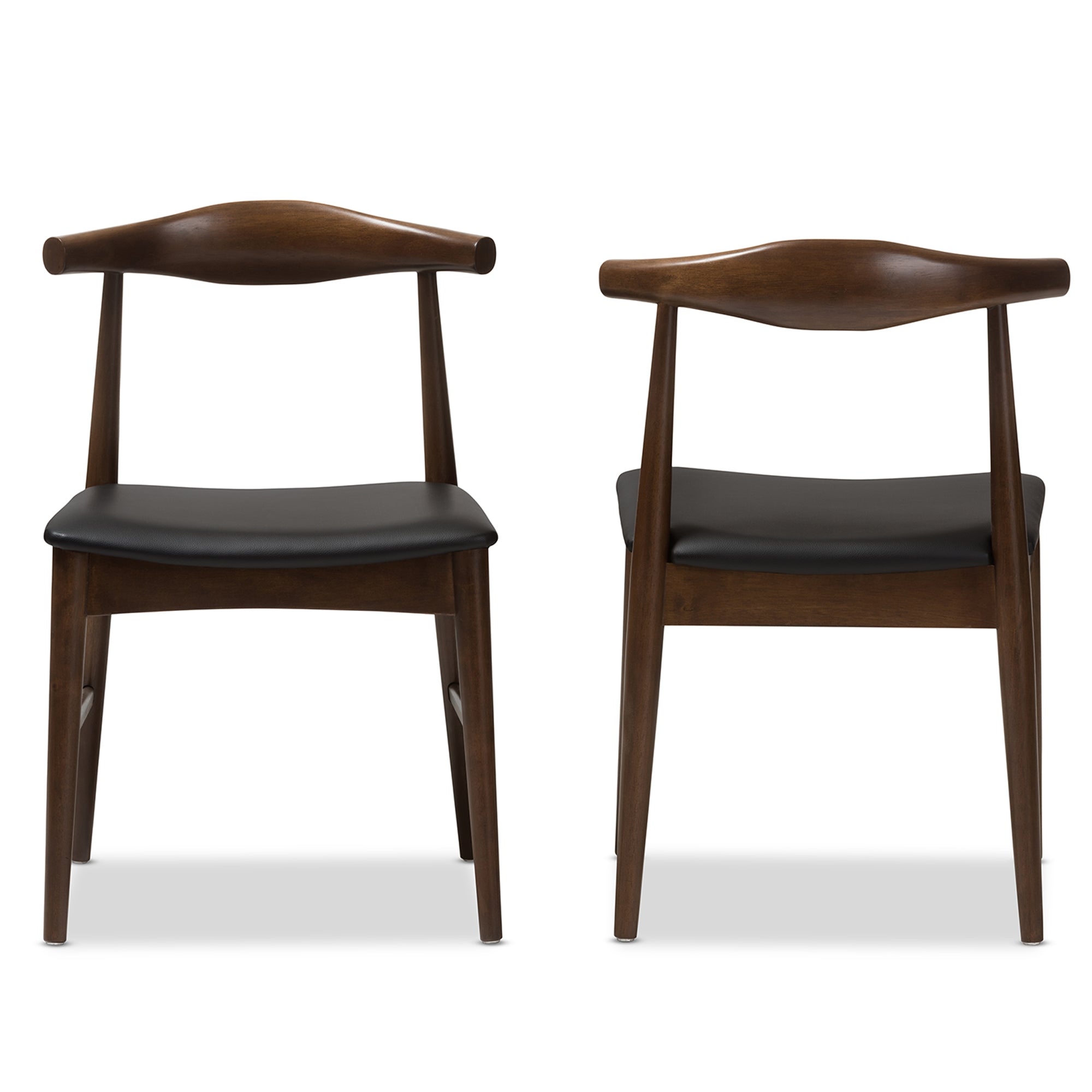 Baxton Studio Winton Mid-Century Modern Walnut Wood Dining Chair Set of 2