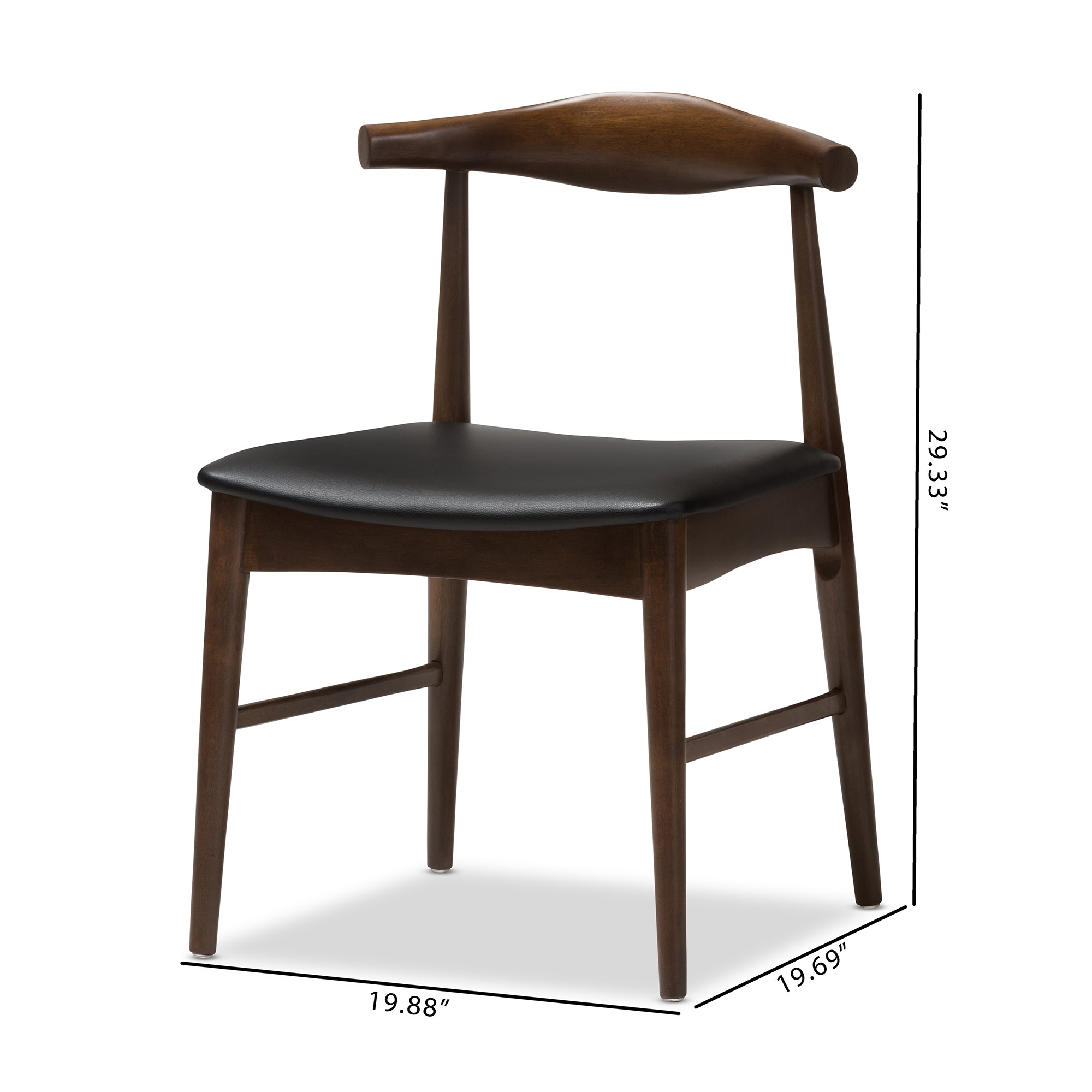 Baxton Studio Winton Mid-Century Modern Walnut Wood Dining Chair Set of 2