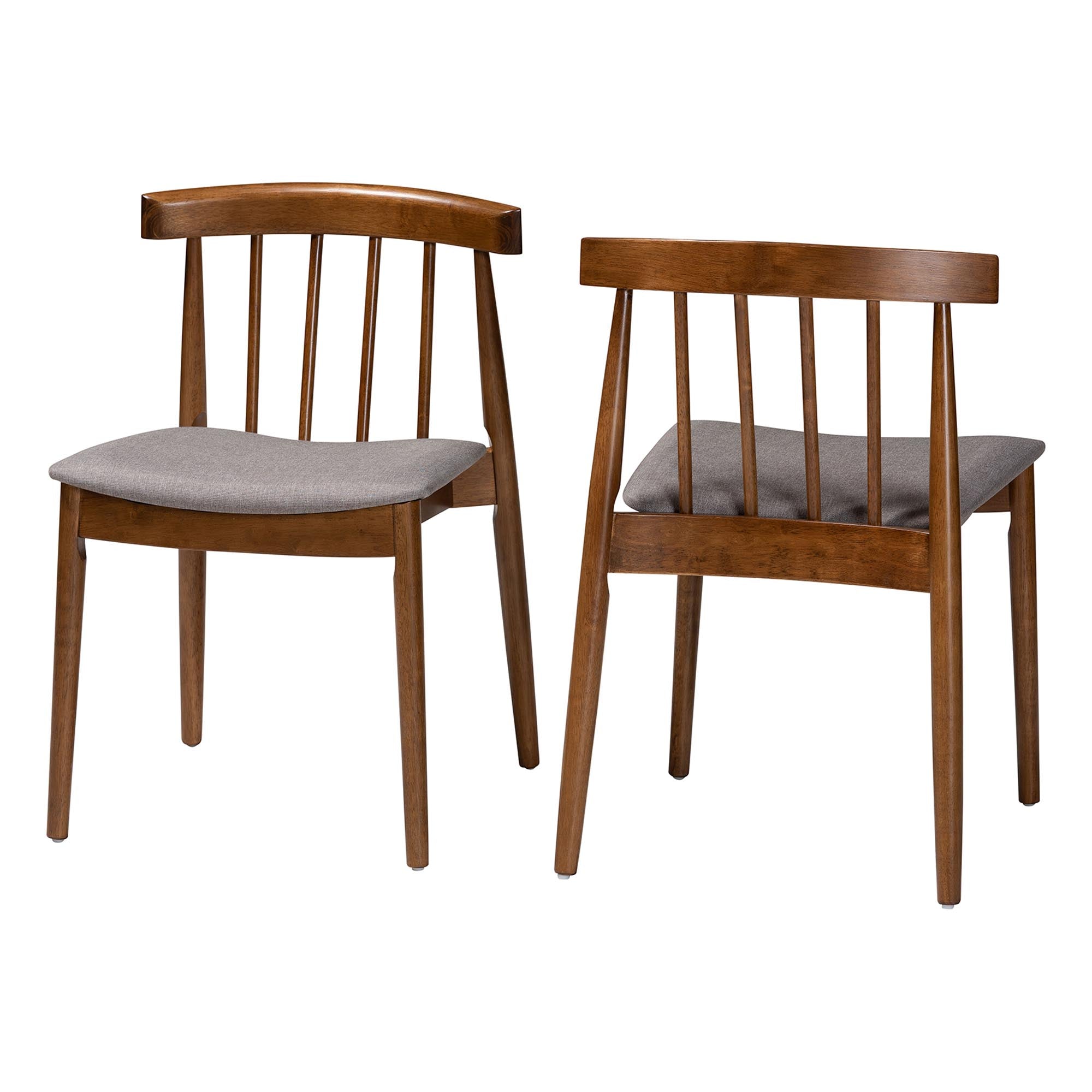 Baxton Studio Wyatt Mid-Century Modern Walnut Wood Dining Chair Set of 2