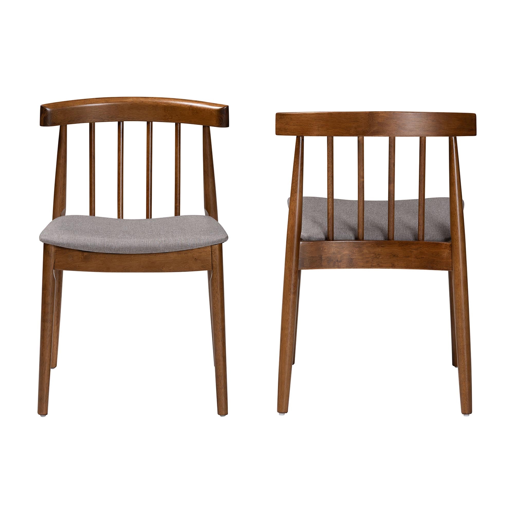 Baxton Studio Wyatt Mid-Century Modern Walnut Wood Dining Chair Set of 2