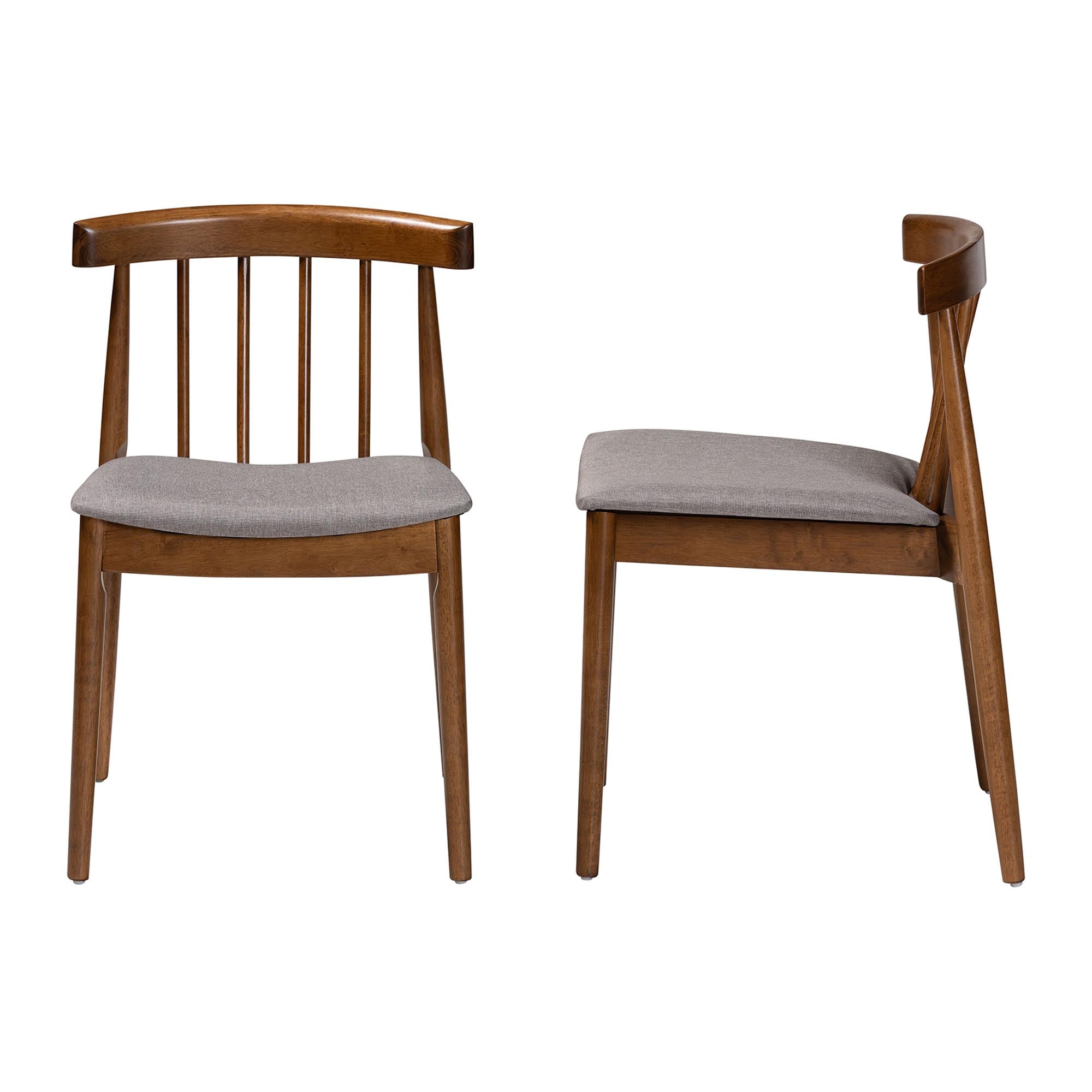 Baxton Studio Wyatt Mid-Century Modern Walnut Wood Dining Chair Set of 2
