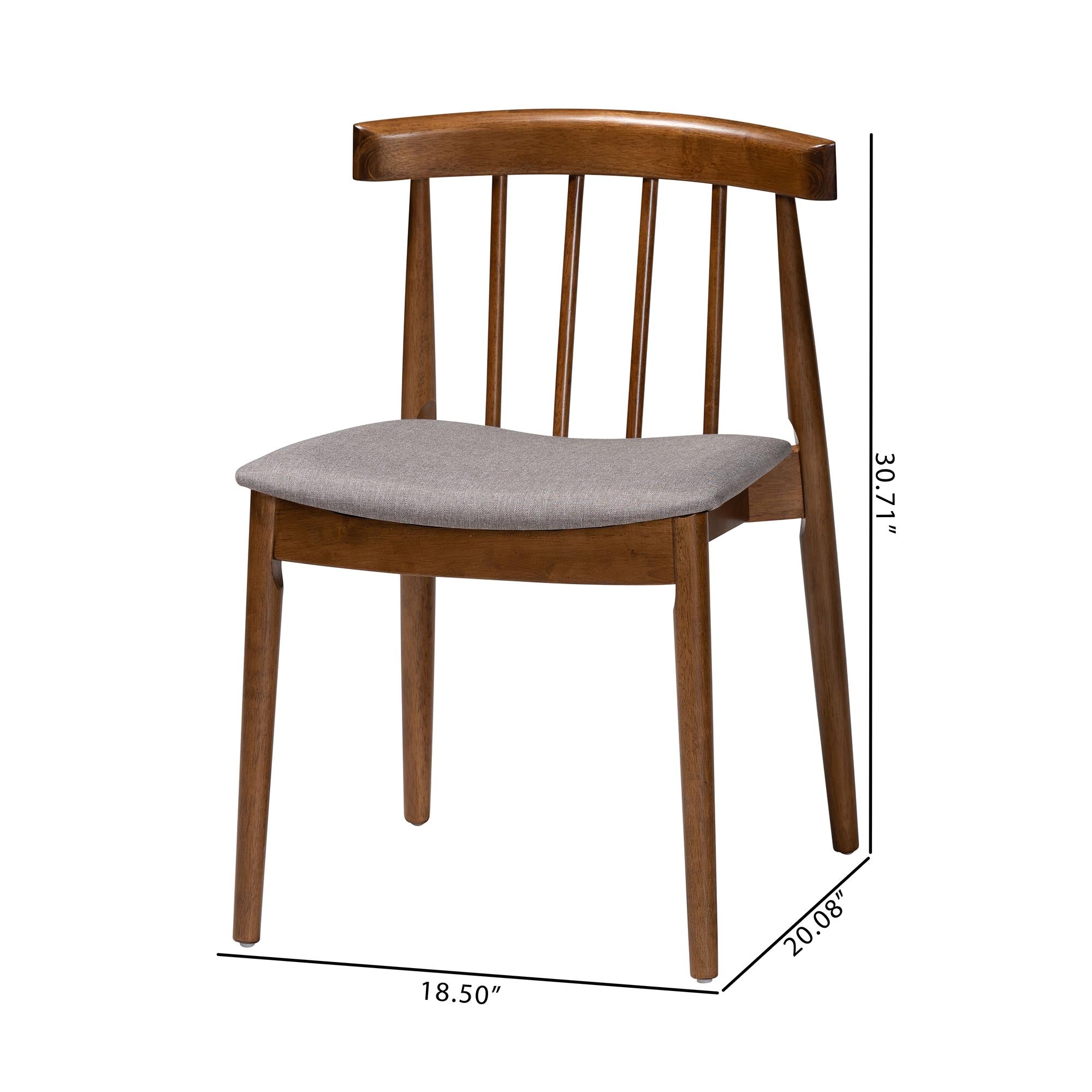 Baxton Studio Wyatt Mid-Century Modern Walnut Wood Dining Chair Set of 2