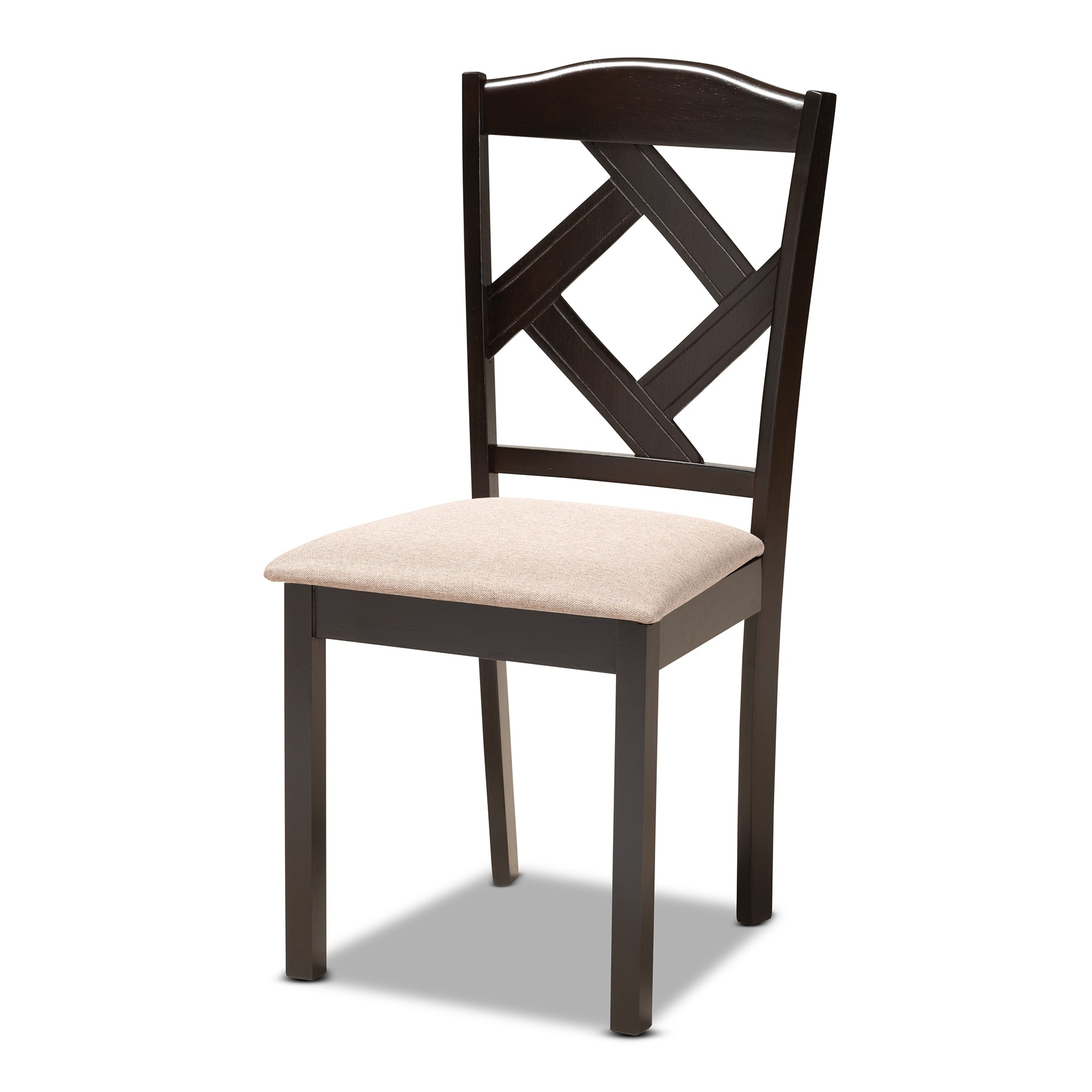 Baxton Studio Quinlan Modern and Contemporary Sand Fabric Upholstered and Dark Brown Finished Wood 5-Piece Dining Set