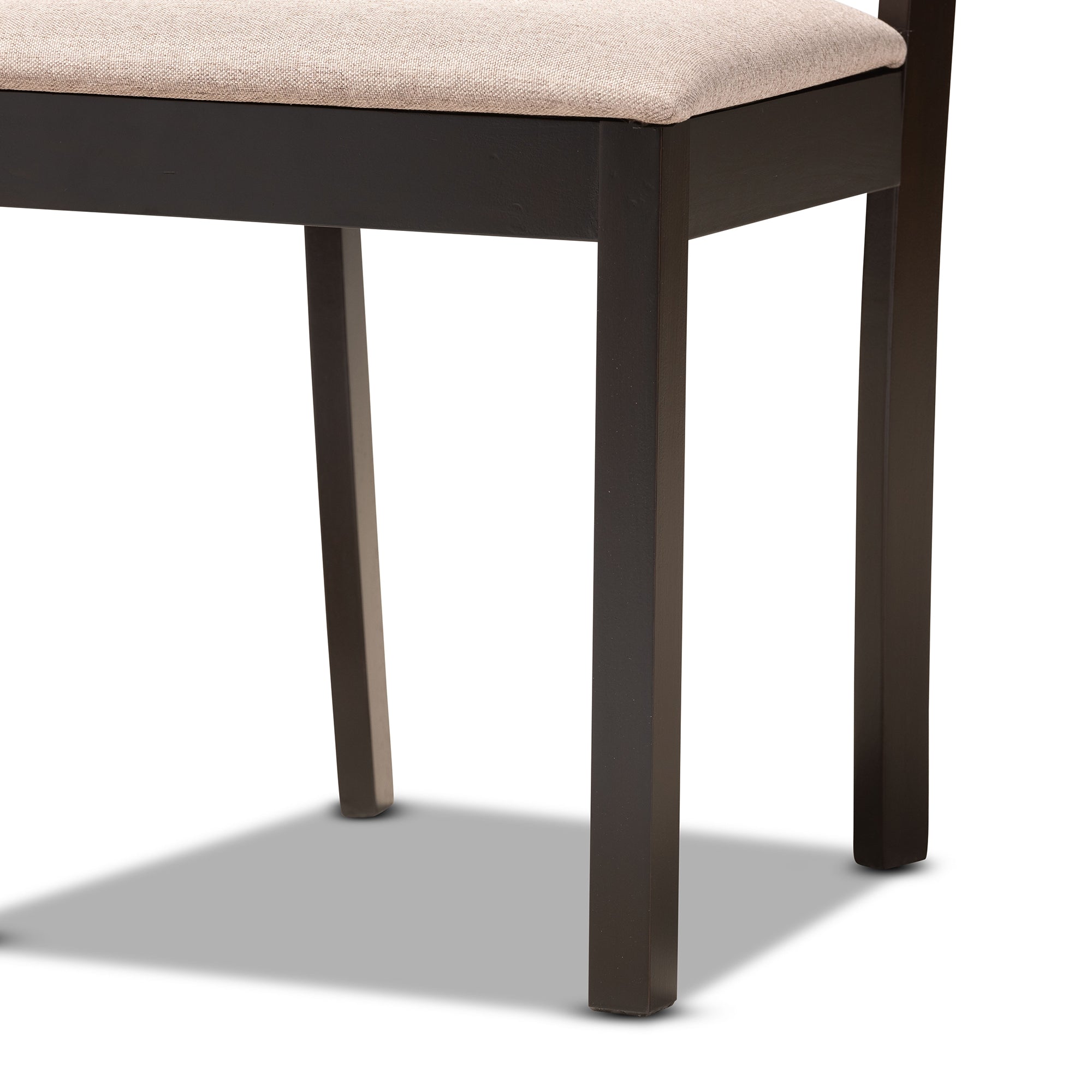 Baxton Studio Quinlan Modern and Contemporary Sand Fabric Upholstered and Dark Brown Finished Wood 5-Piece Dining Set