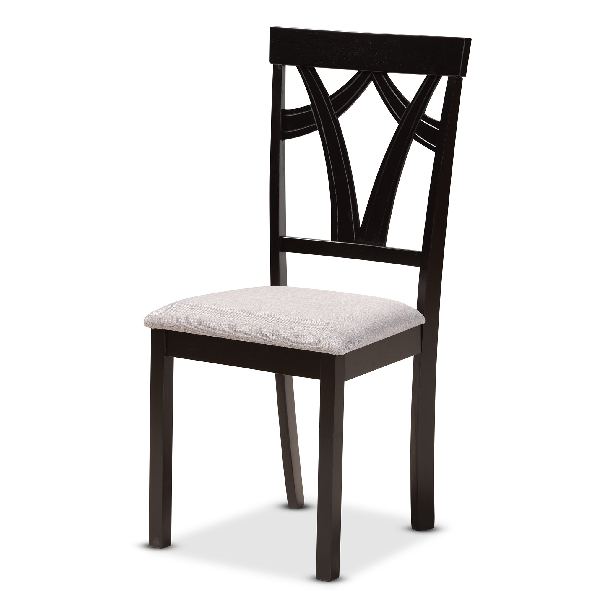 Baxton Studio Derya Modern Transitional Grey Fabric Upholstered and Dark Brown Finished Wood 5-Piece Dining Set