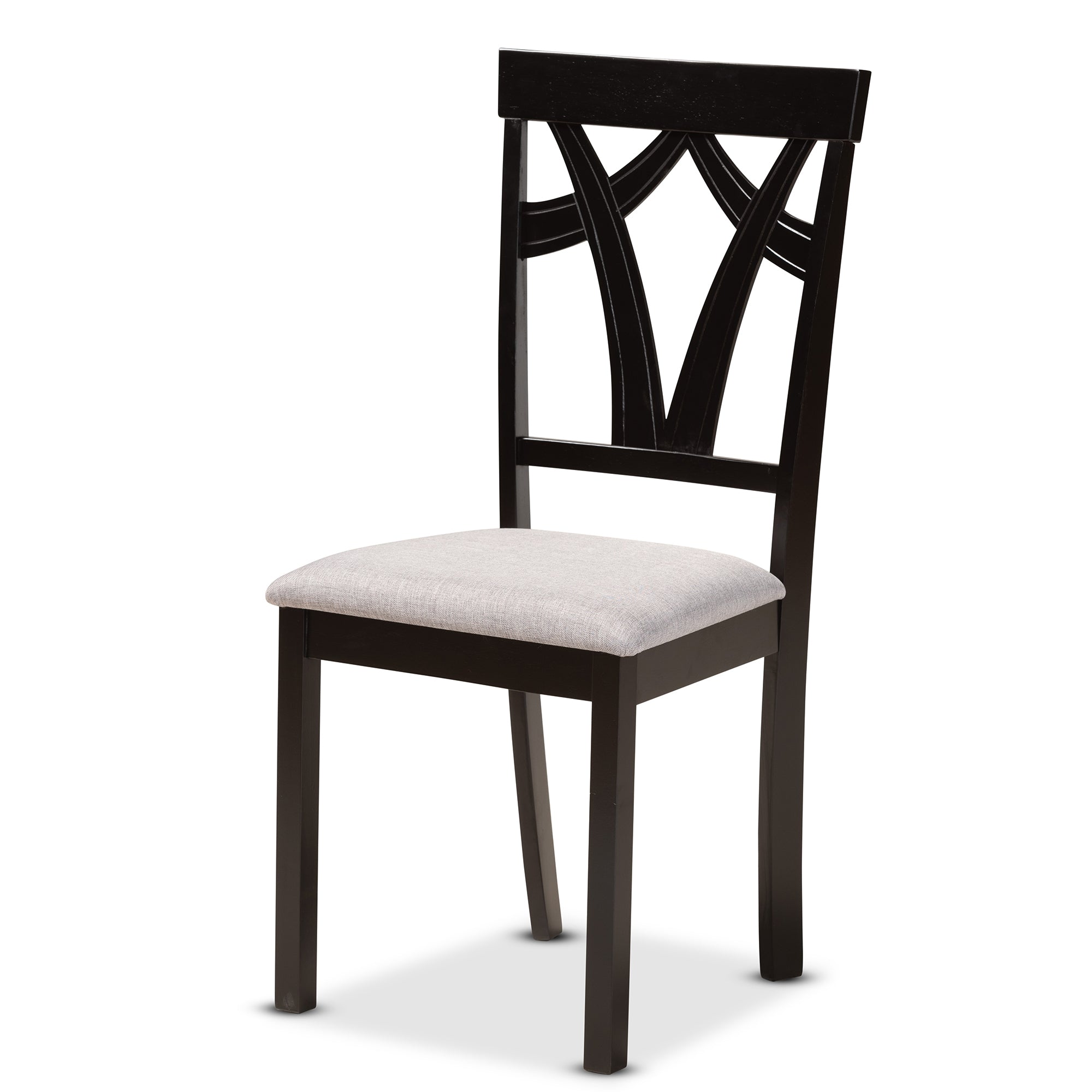 Baxton Studio Branca Modern and Contemporary Grey Fabric Upholstered and Dark Brown Finished Wood 5-Piece Dining Set