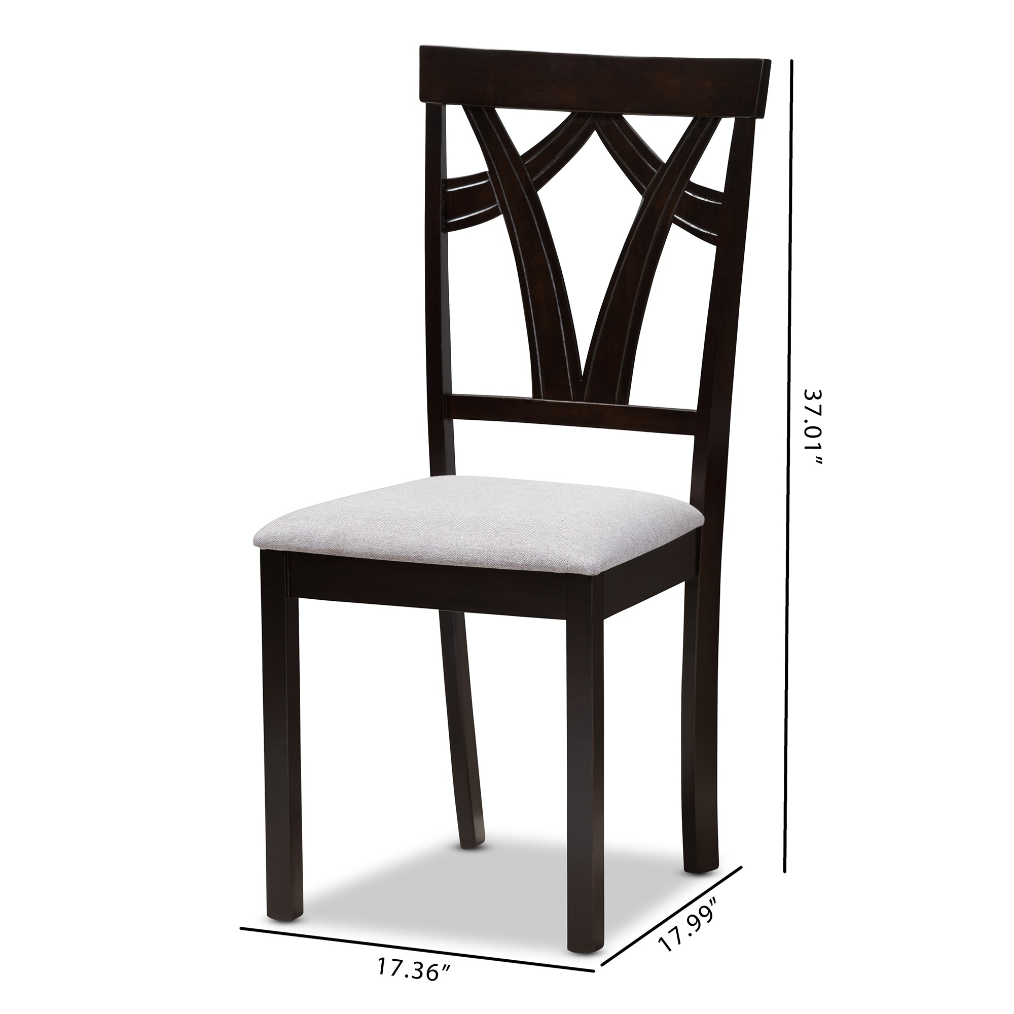 Baxton Studio Sylvia Modern and Contemporary Grey Fabric Upholstered and Dark Brown Finished Dining Chair Set of 2