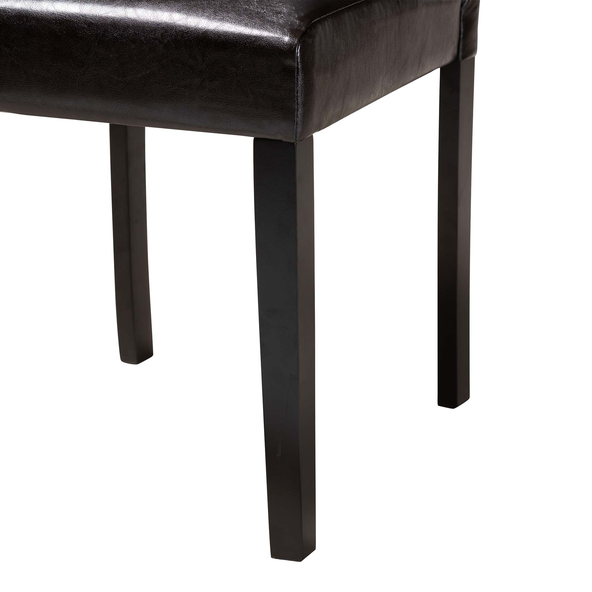 Baxton Studio Emine Modern Dark Brown Faux Leather and Espresso Brown Finished Wood 5-Piece Dining Set