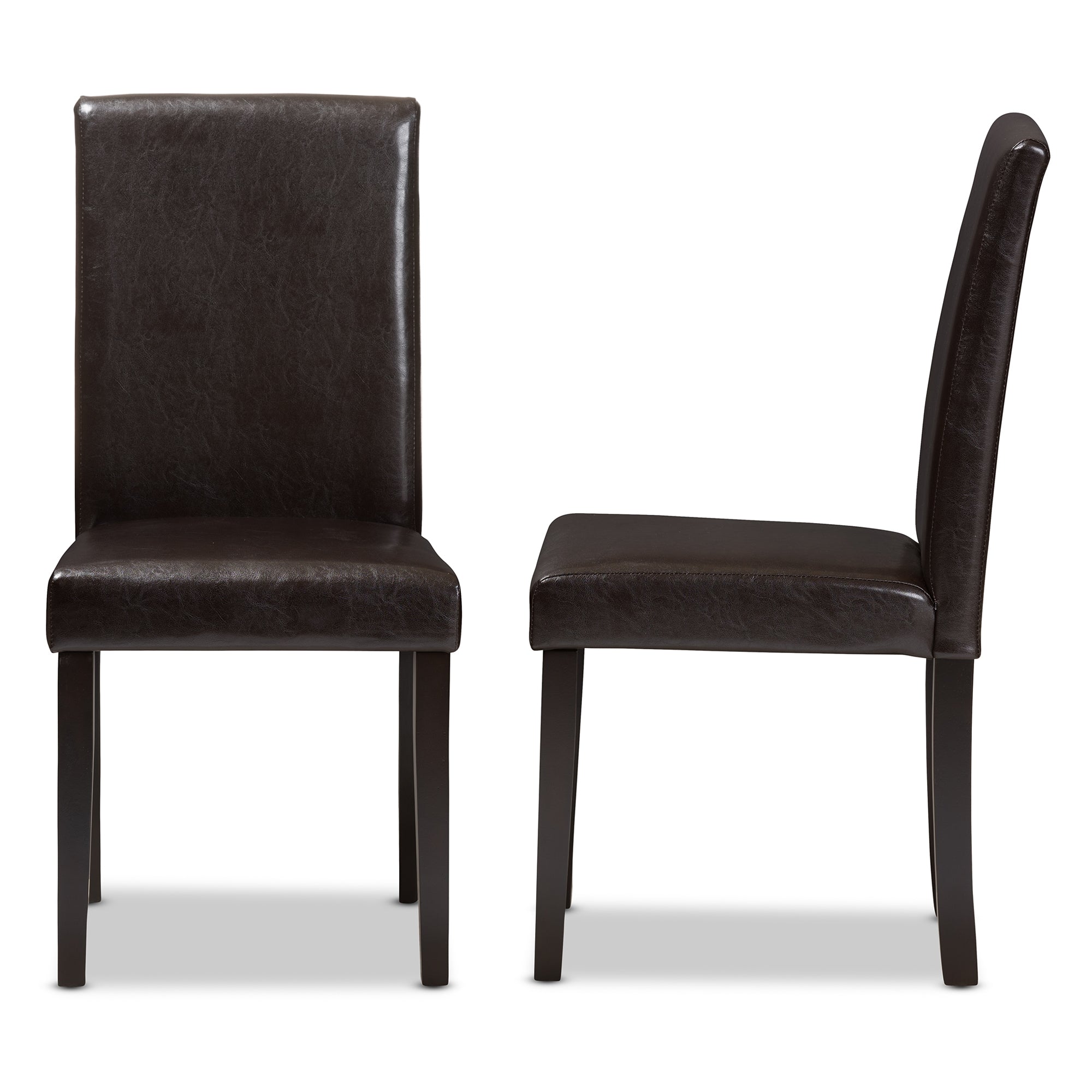 Baxton Studio Mia Modern and Contemporary Dark Brown Faux Leather Upholstered Dining Chair Set of 2