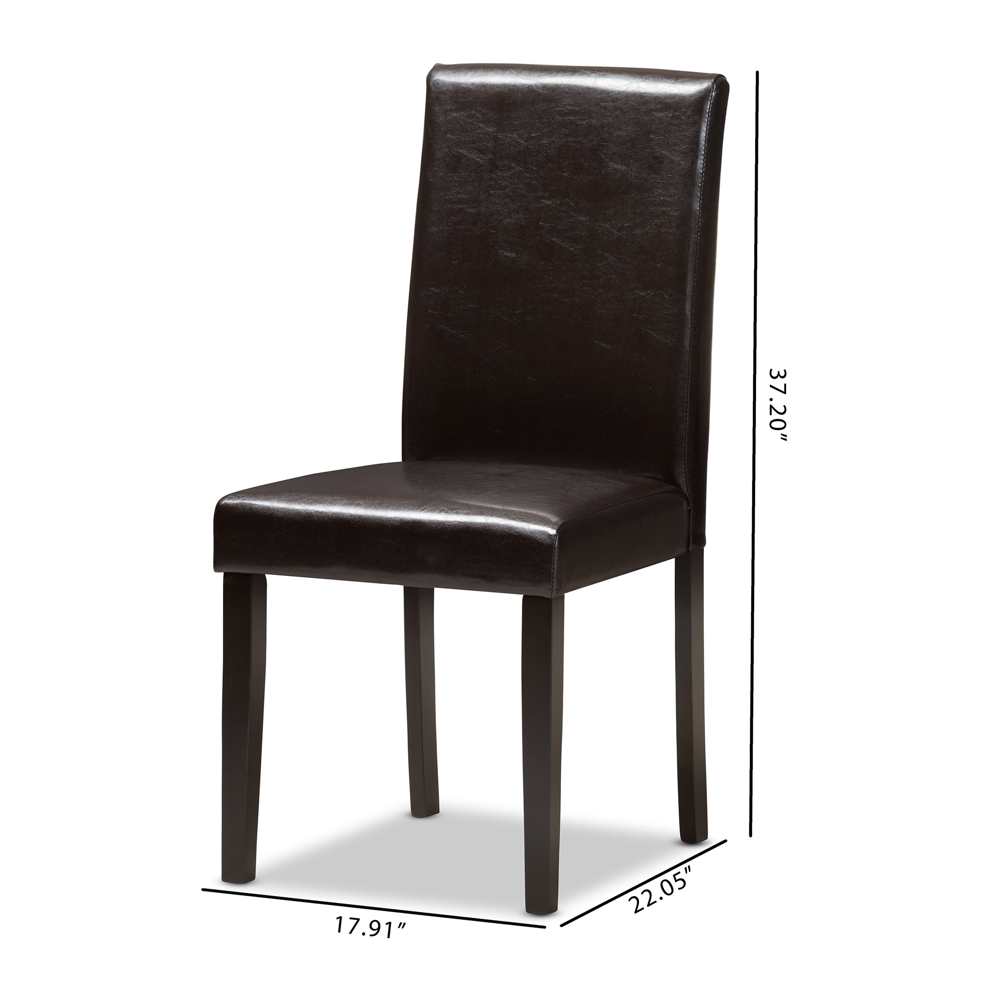 Baxton Studio Mia Modern and Contemporary Dark Brown Faux Leather Upholstered Dining Chair Set of 2