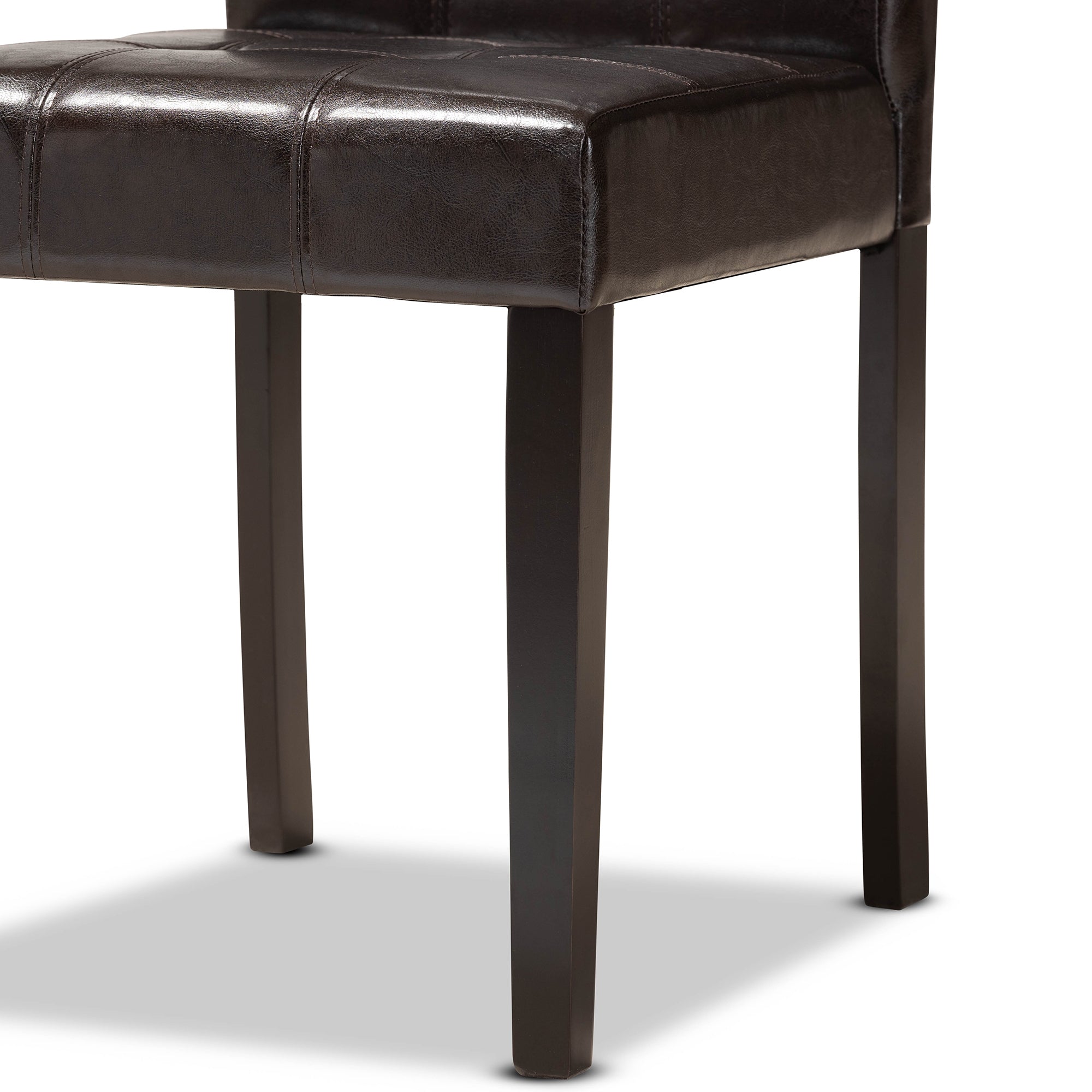 Baxton Studio Marie Modern and Contemporary Dark Brown Faux Leather Upholstered and Dark brown Finished Wood 7-Piece Dining Set