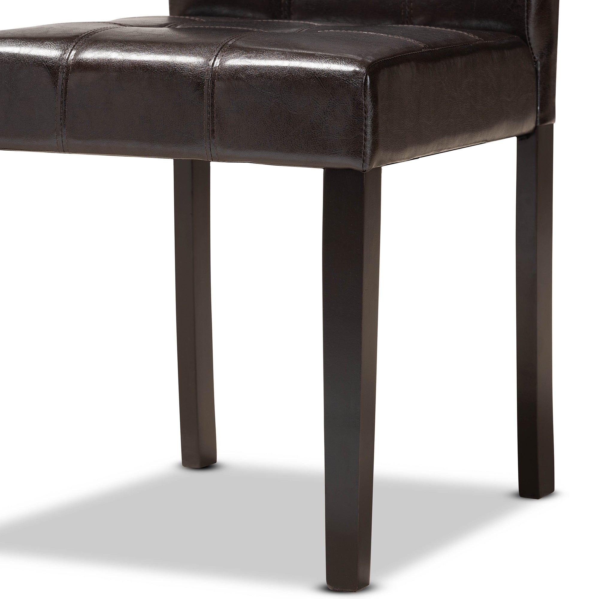 Baxton Studio Elira Modern and Contemporary Dark Brown Faux Leather Upholstered and Dark Brown Finished Wood 5-Piece Dining Set